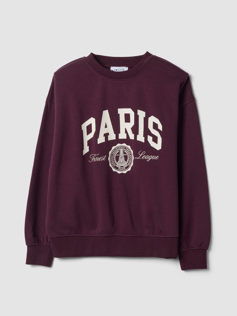 Purple cotton-blend crew-neck sweatshirt_0
