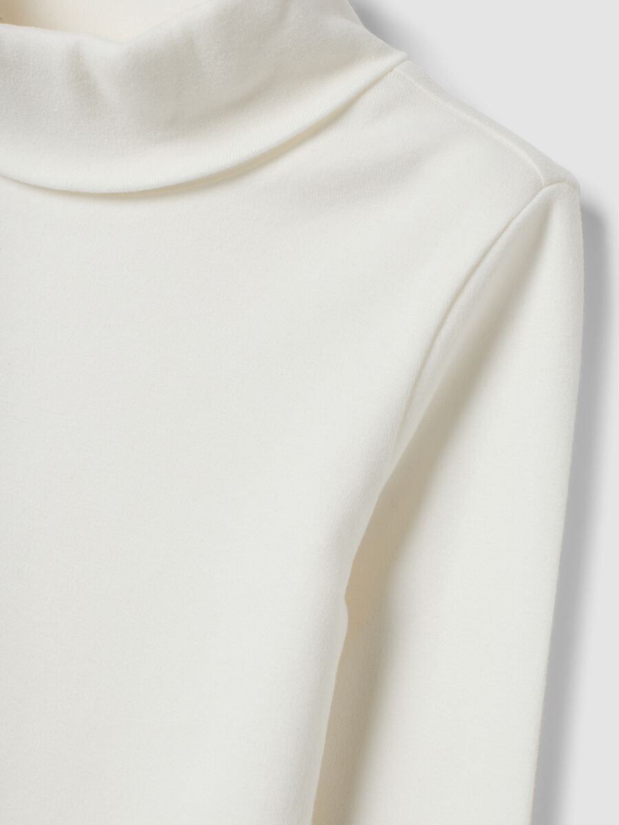 White pure cotton turtleneck T-shirt, regular fit_2