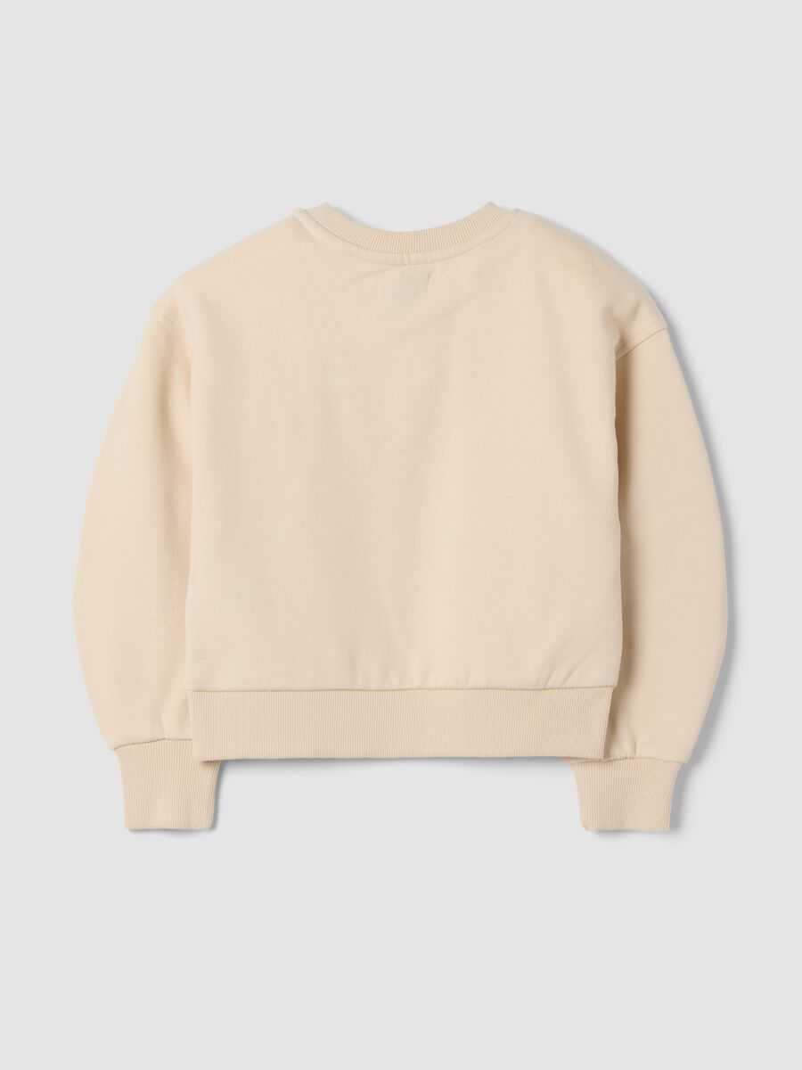 Sand cotton-blend crew-neck sweatshirt with heart print_1