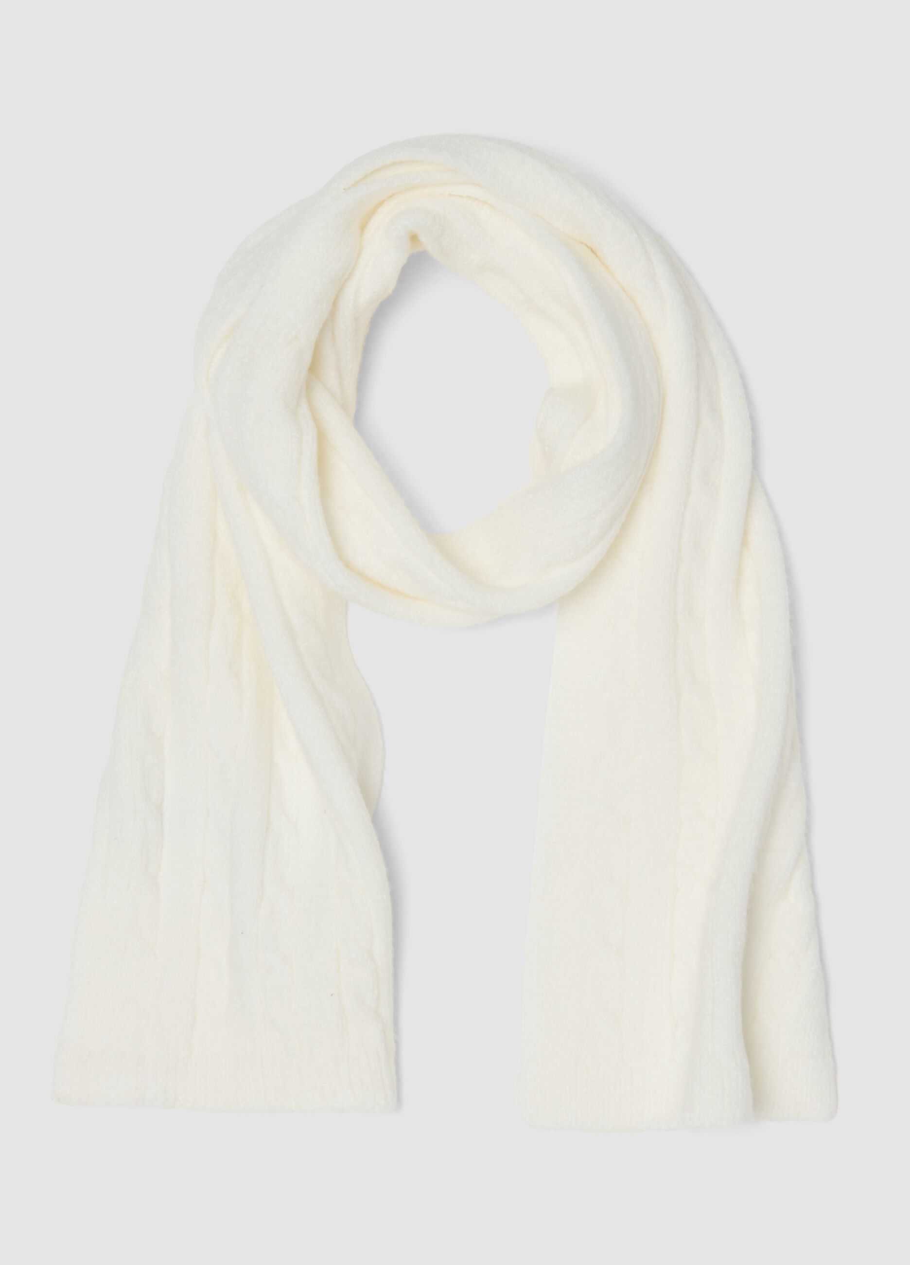 White viscose-blend scarf