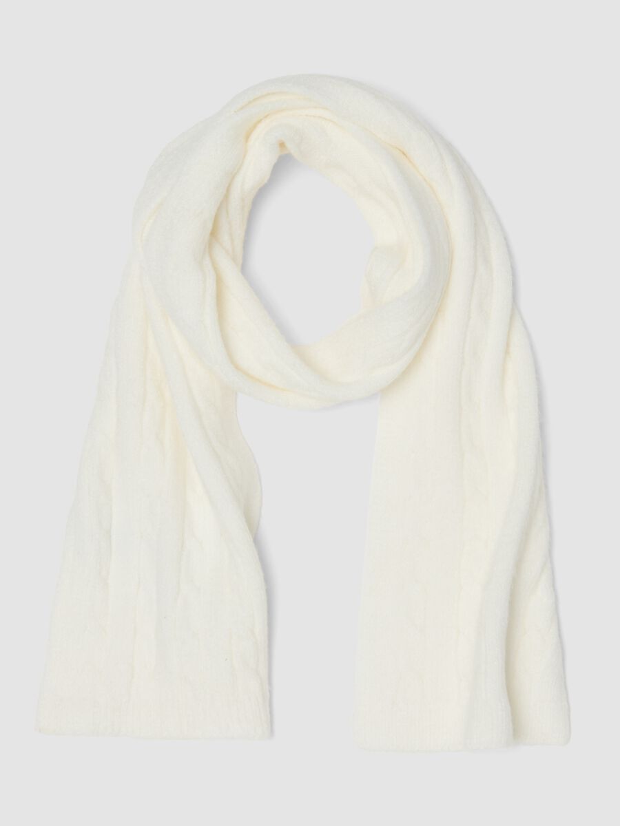 White viscose-blend scarf_0
