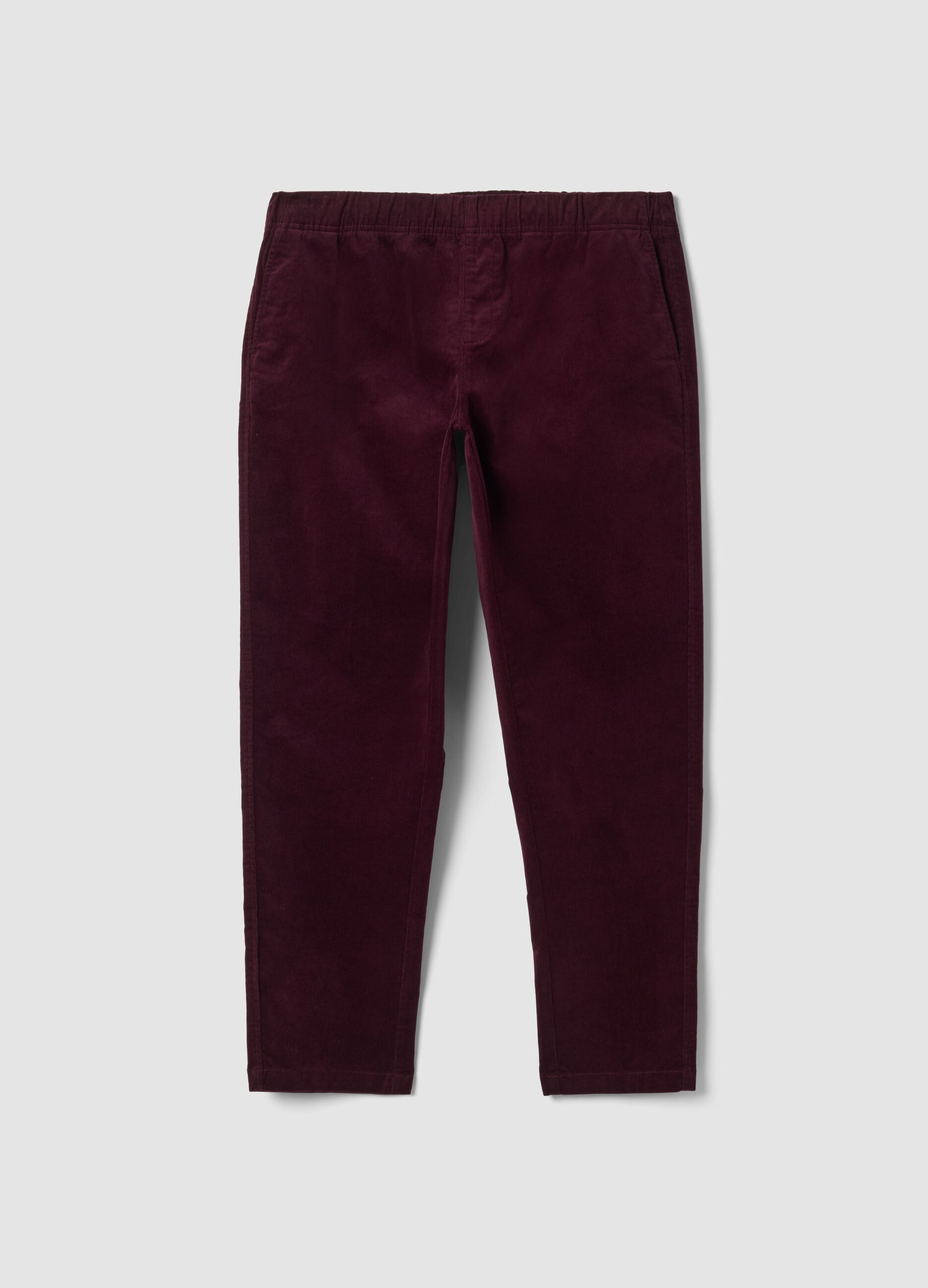 Pantaloni viola in cotone elasticizzato wide leg