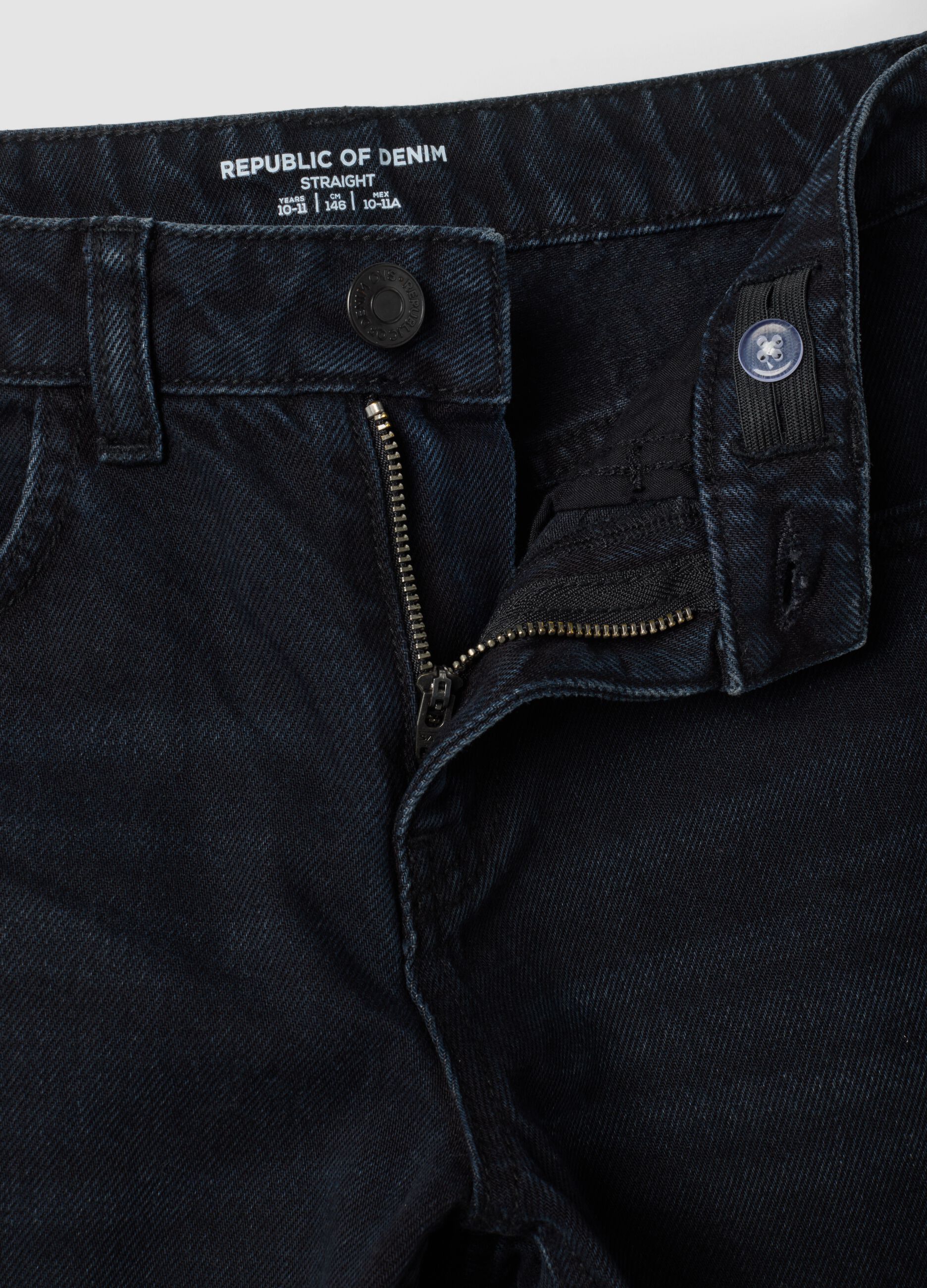 Blue pure cotton straight-fit jeans