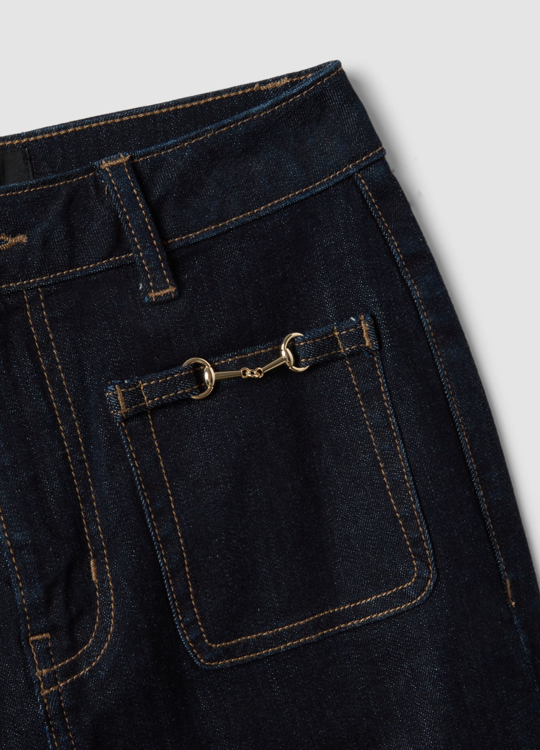 Blue stretch cotton flared jeans