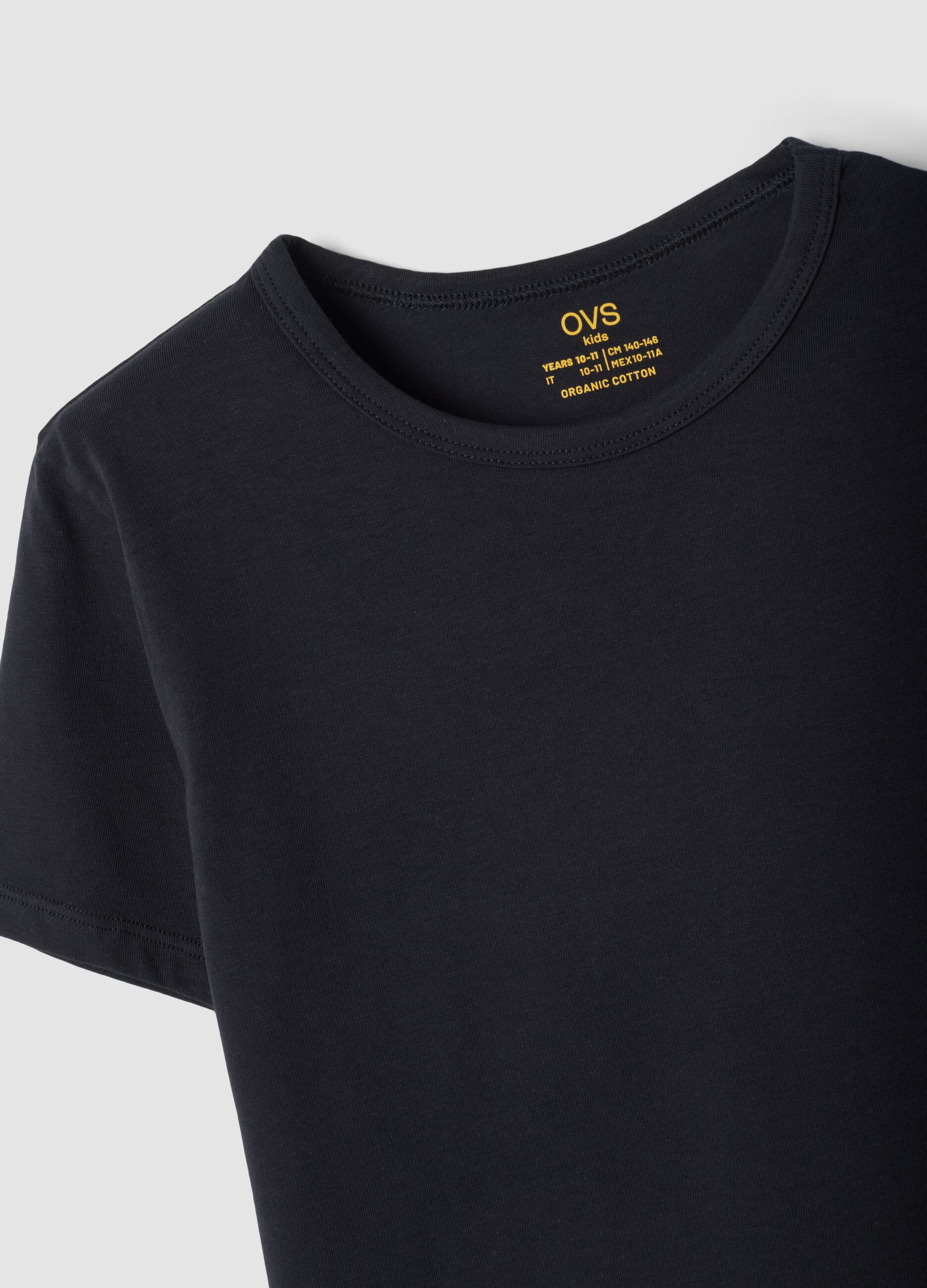 Bipack t-shirt nere in cotone organico elasticizzato girocollo