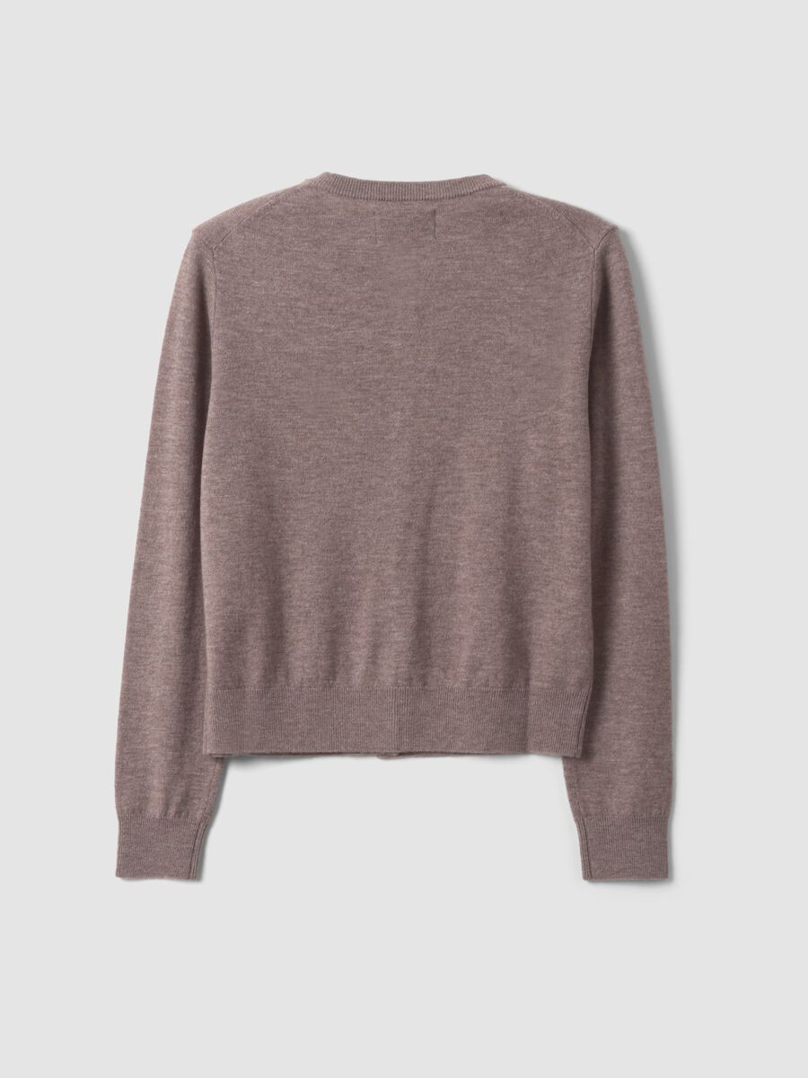 Grey pure wool crew-neck cardigan with buttons, regular fit_6