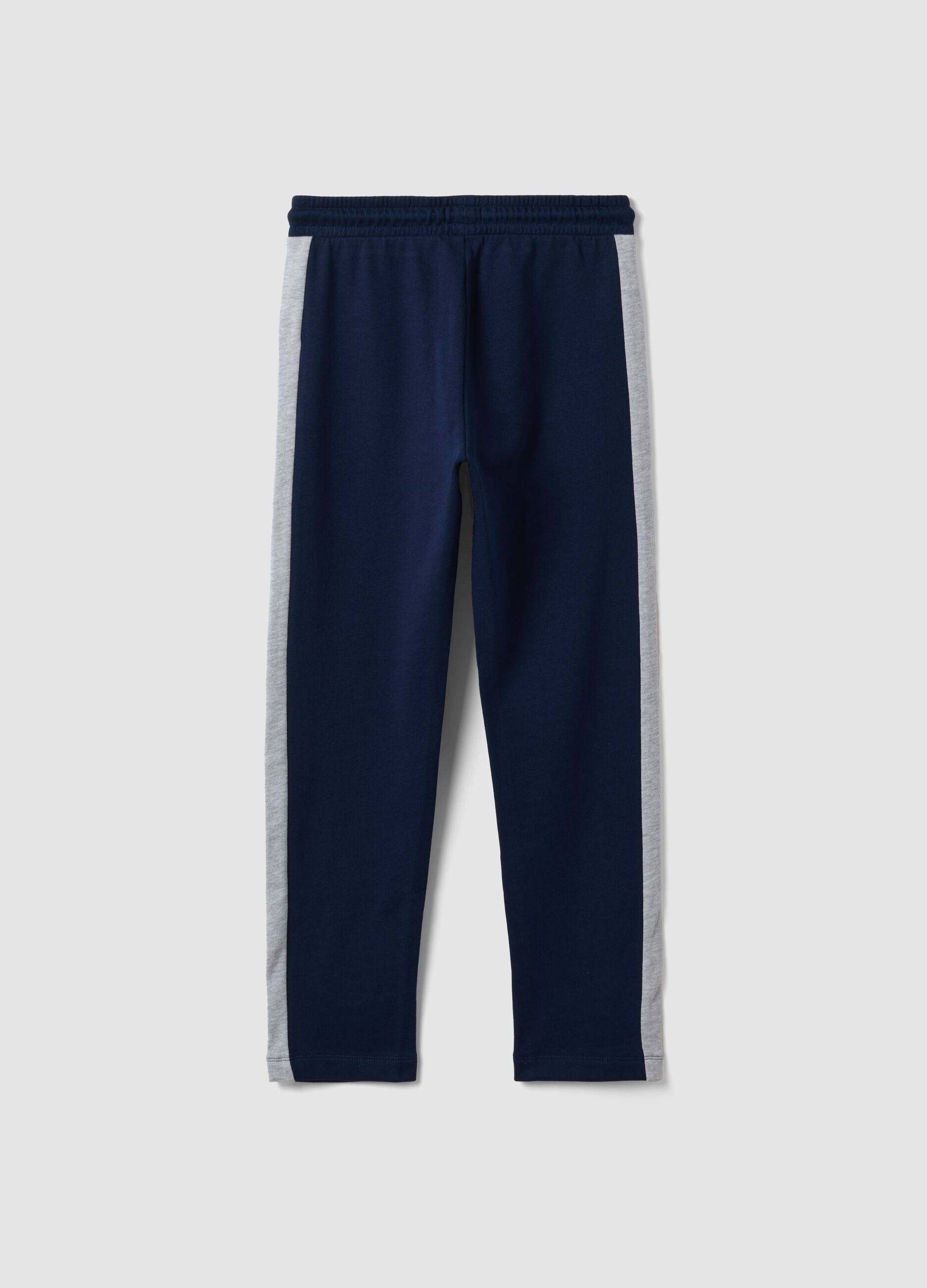 Blue pure cotton joggers with side stripes for boys