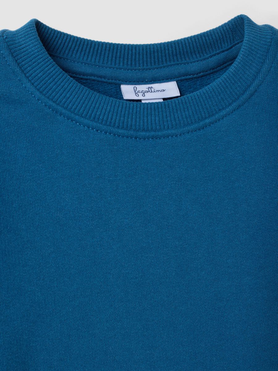 Blue crew-neck sweatshirt in pure organic cotton_2