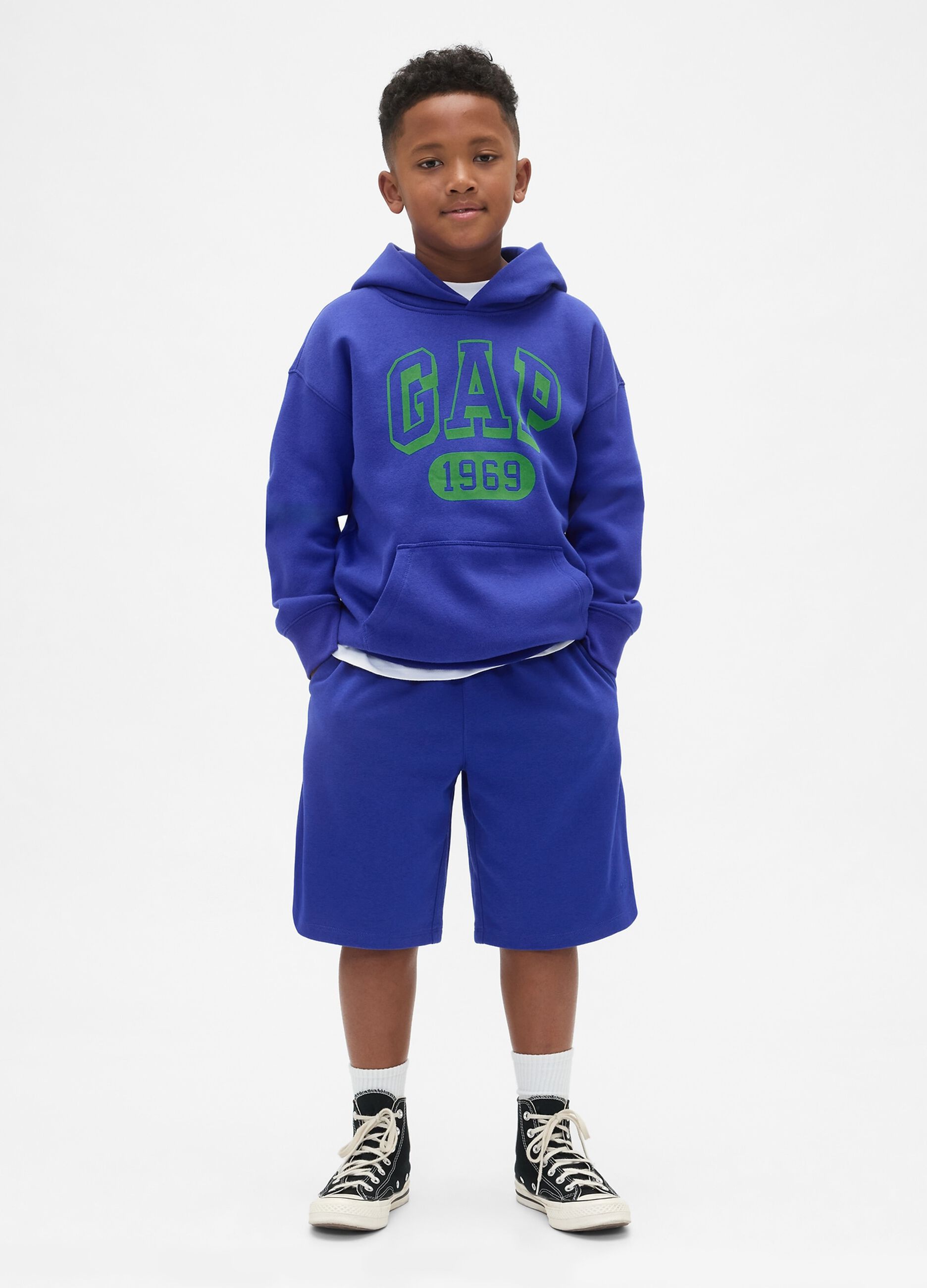 Blue hoodie for boys with logo
