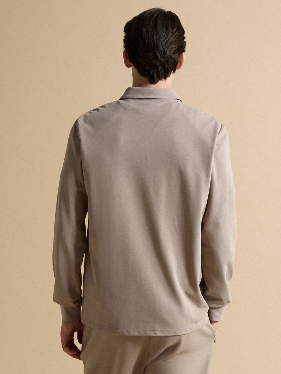Grey stretch cotton-blend piqu&eacute; polo shirt, Easy Dry, regular fit_3