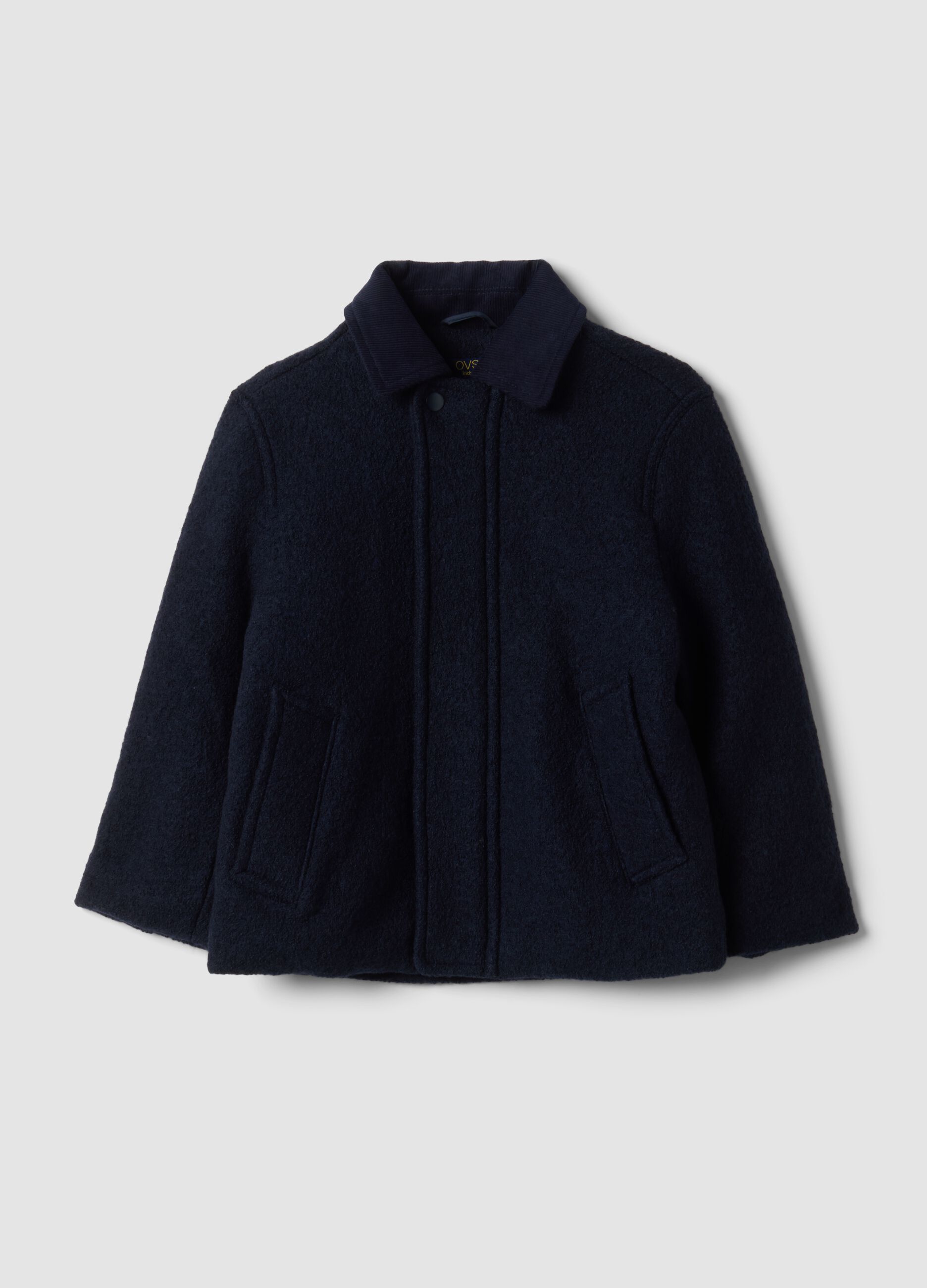 Cappotto blu in misto lana e viscosa regular fit