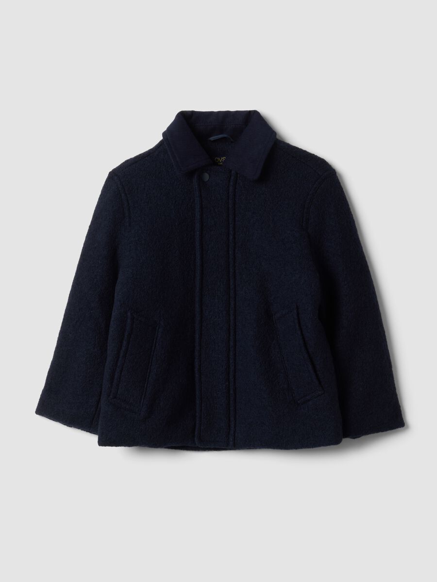 Cappotto blu in misto lana e viscosa regular fit_0