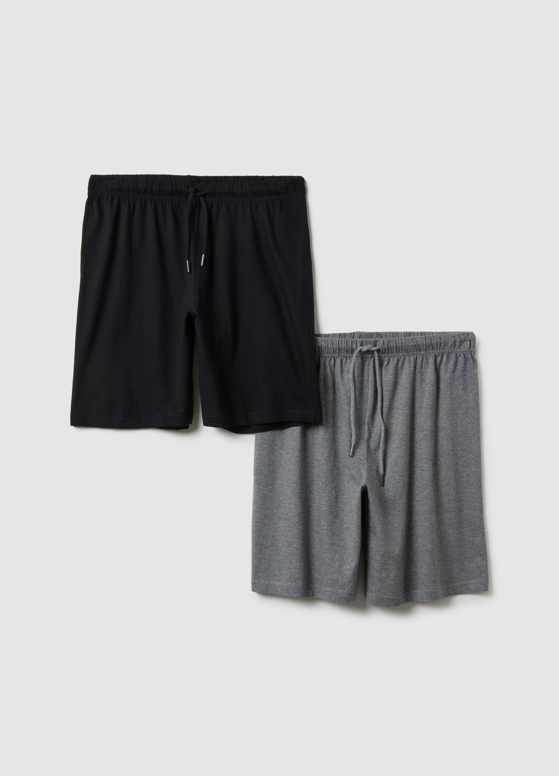 Multicolour regular fit pure cotton pyjama shorts two-pack