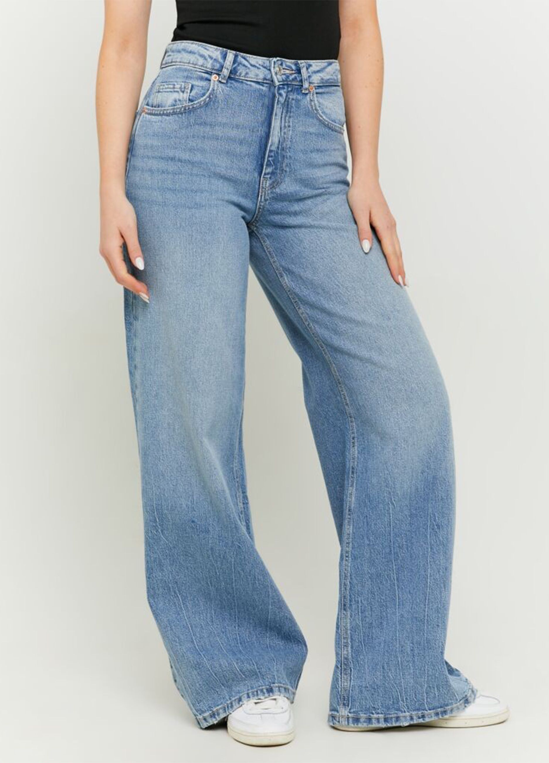 Regular Fit Blue Denim Cotton Trousers