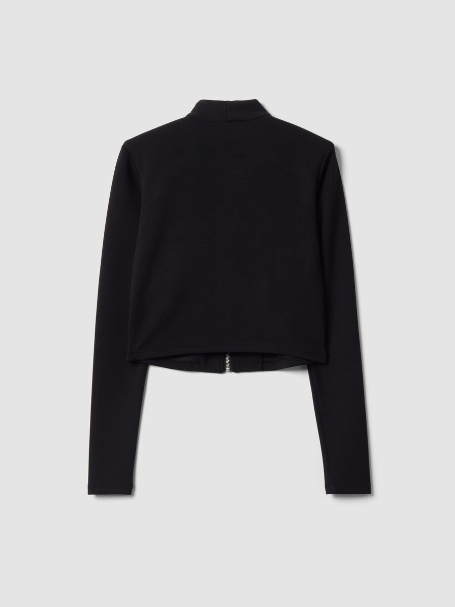Black stretch modal sweatshirt with high neck_2