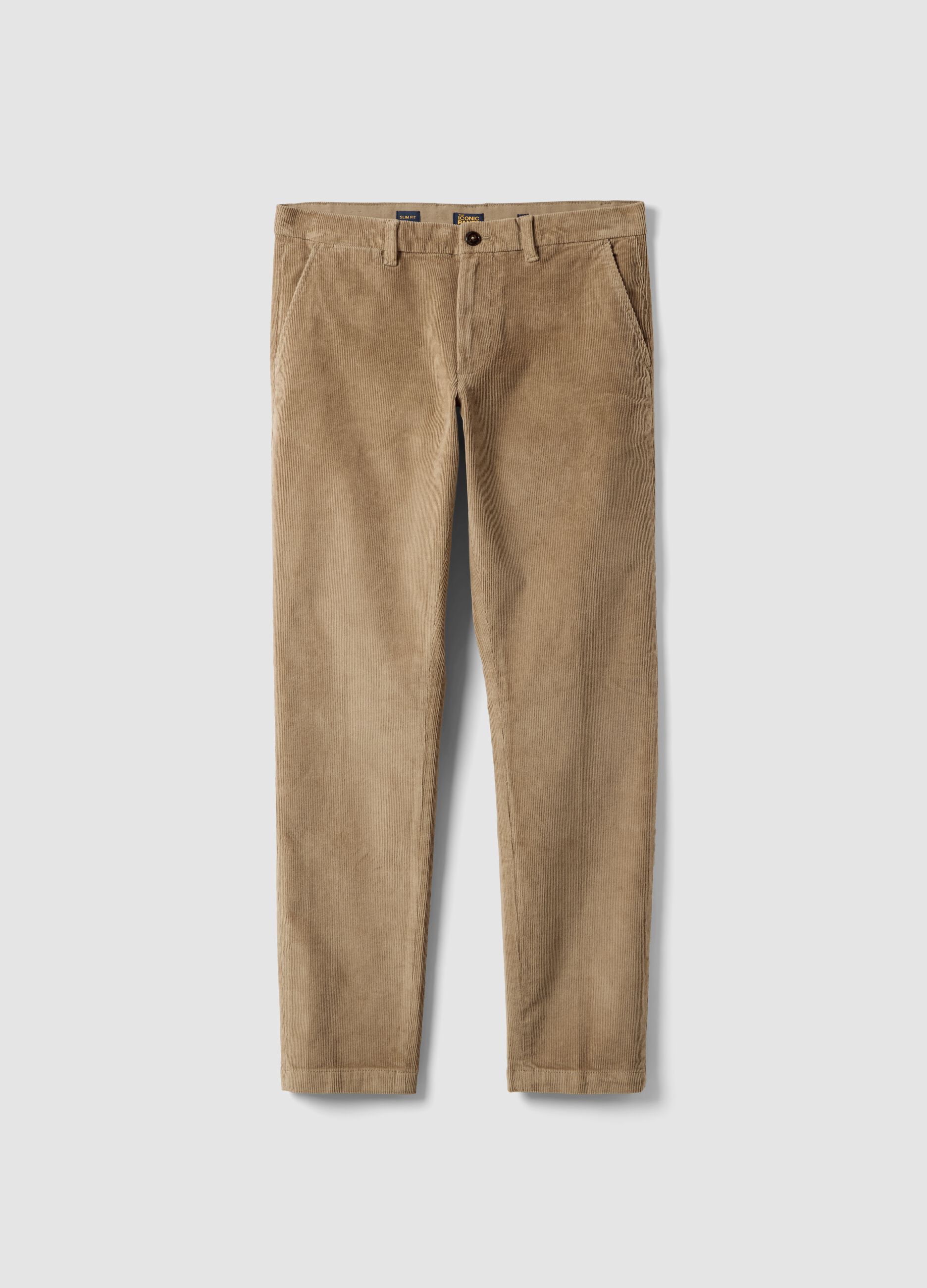 Pantaloni chino beige in cotone elasticizzato slim fit