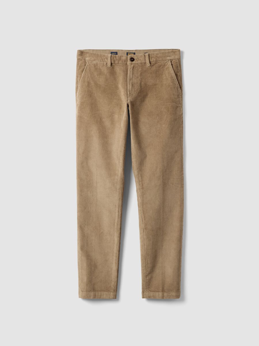 Pantaloni chino beige in cotone elasticizzato slim fit_0
