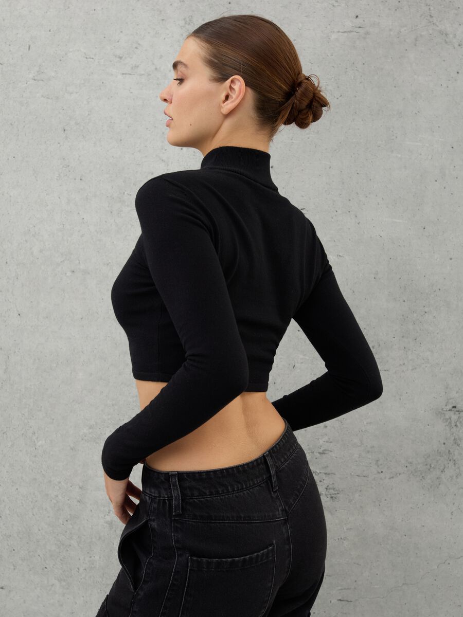 High Neck Knit Top Black_3