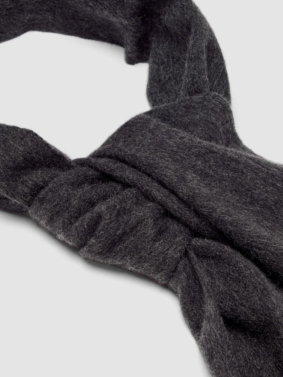 Grey melange pure cashmere scarf with fringes_1