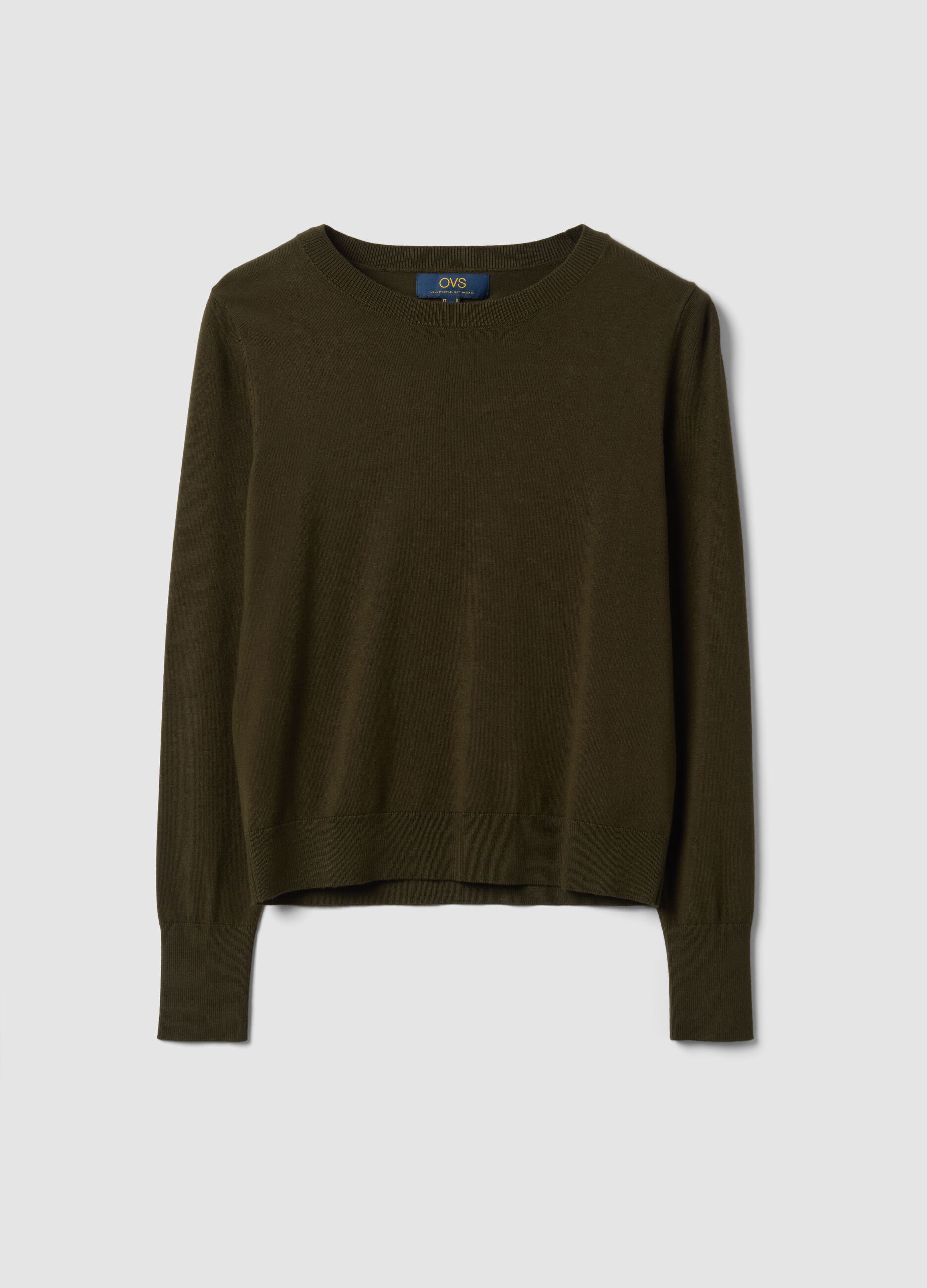 Maglia verde in misto viscosa a girocollo