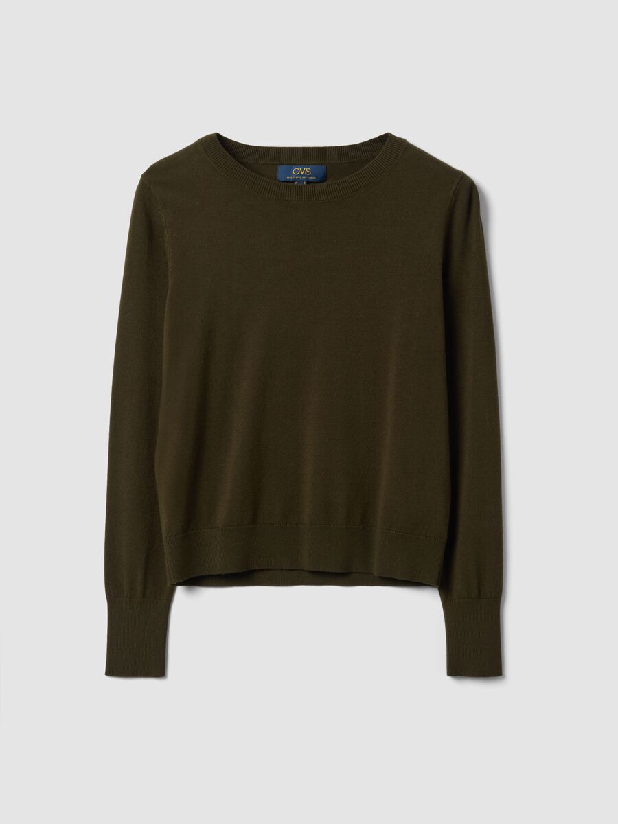 Maglia verde in misto viscosa a girocollo_4