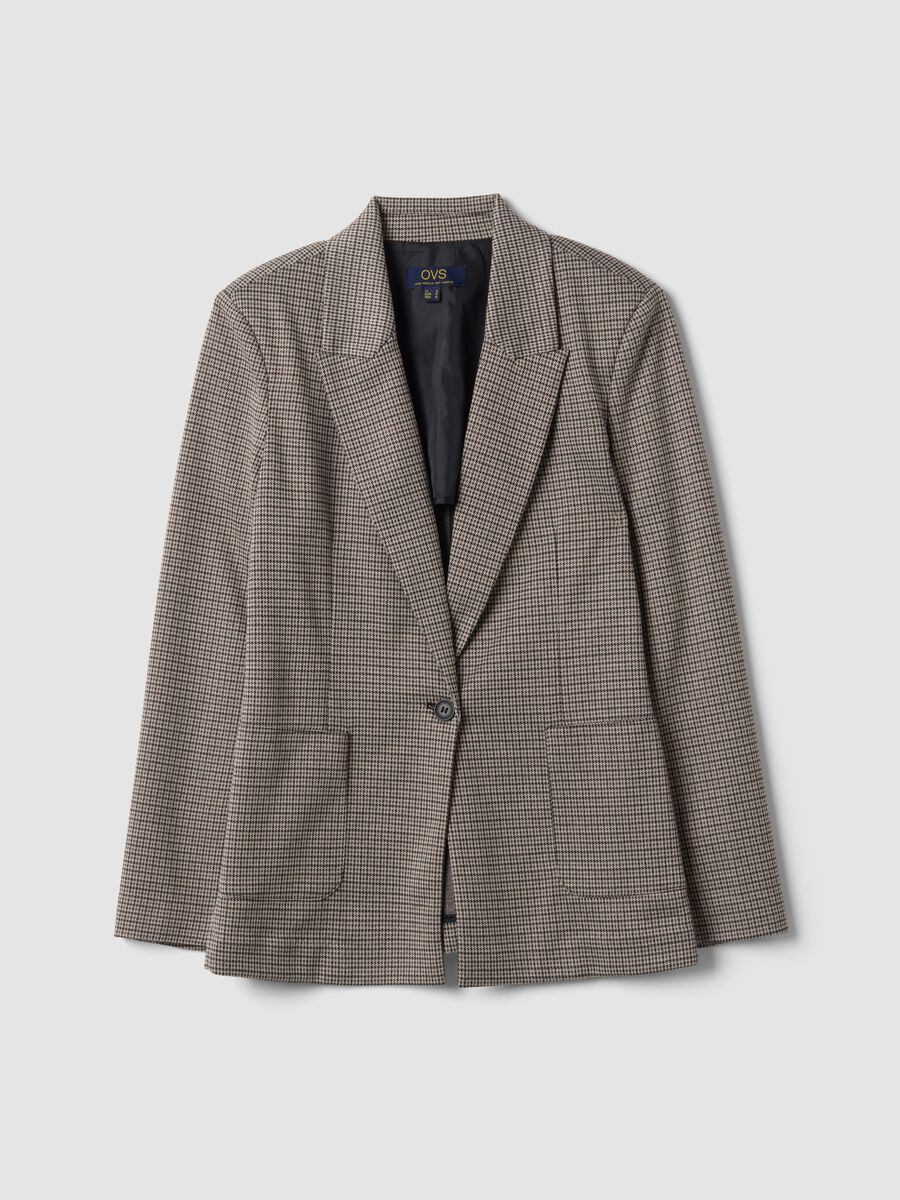 Blazer beige in viscosa elasticizzata a fantasia_4