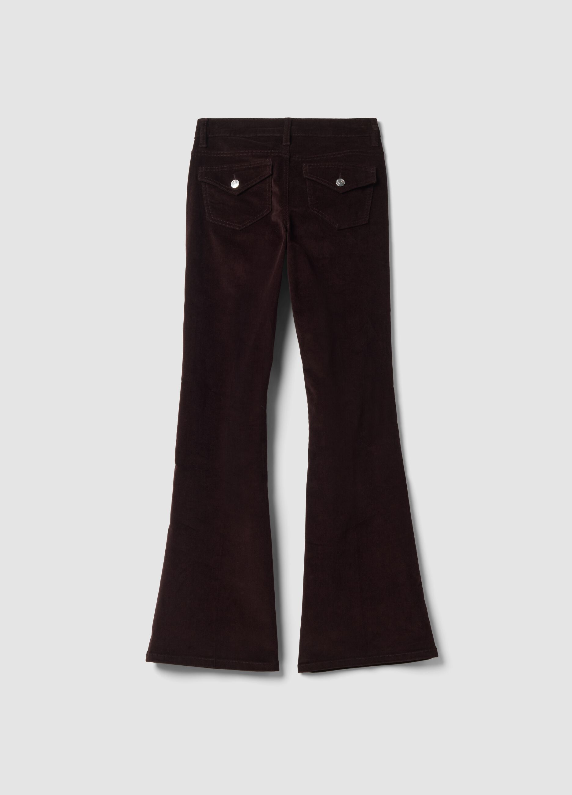 Brown flared stretch cotton trousers