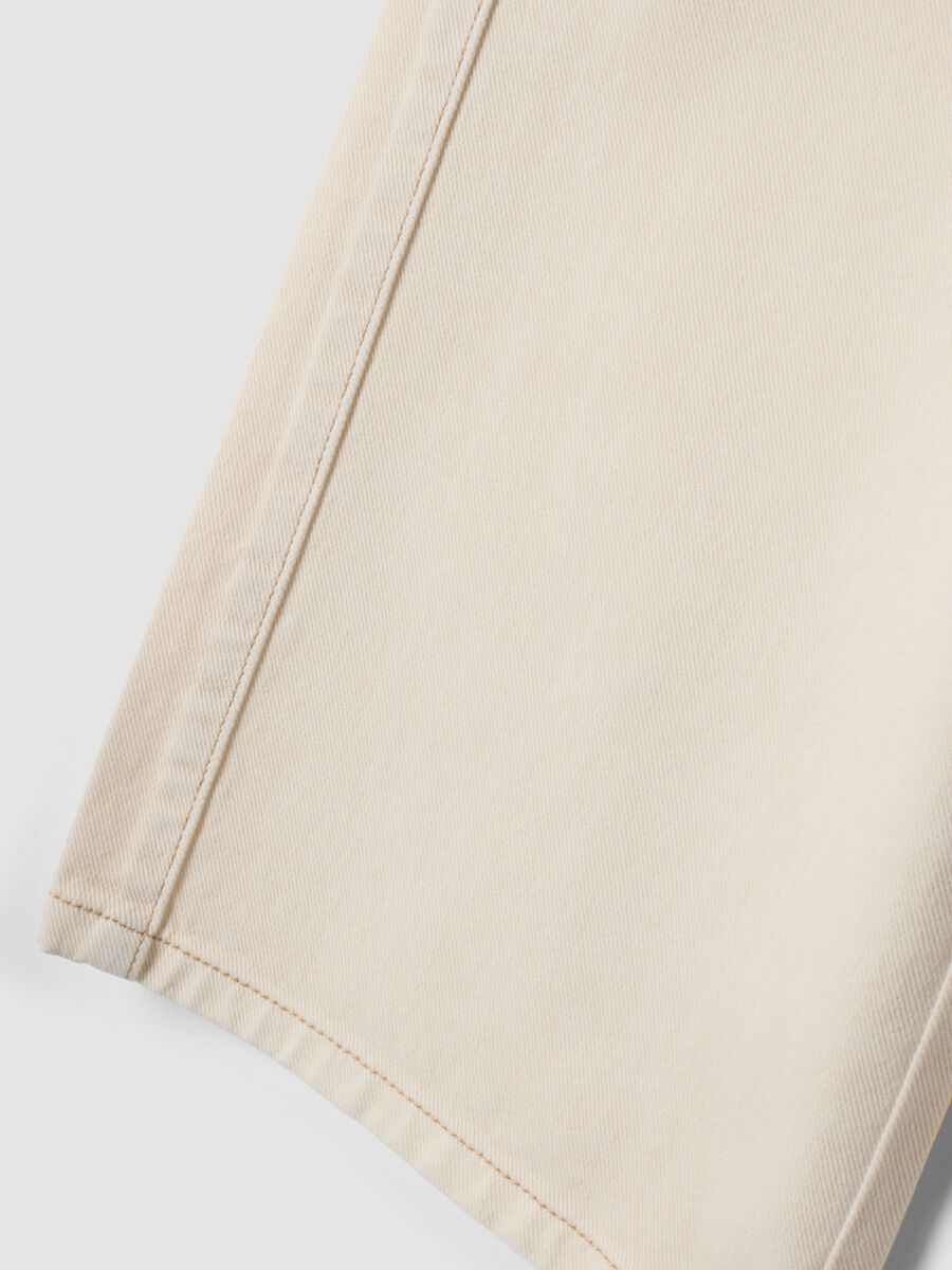 Beige wide-leg trousers in pure cotton_3