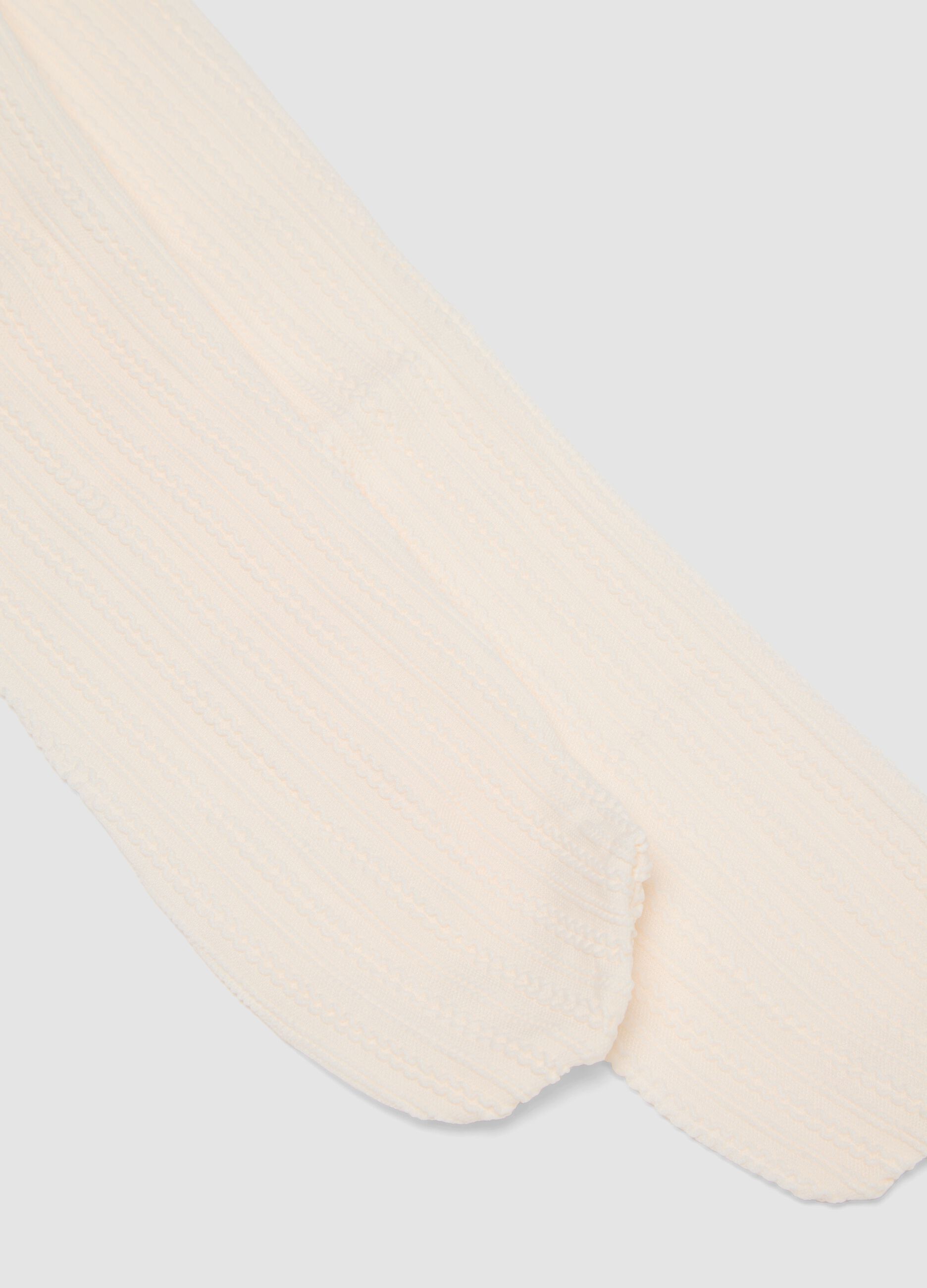 White ribbed stretch tights