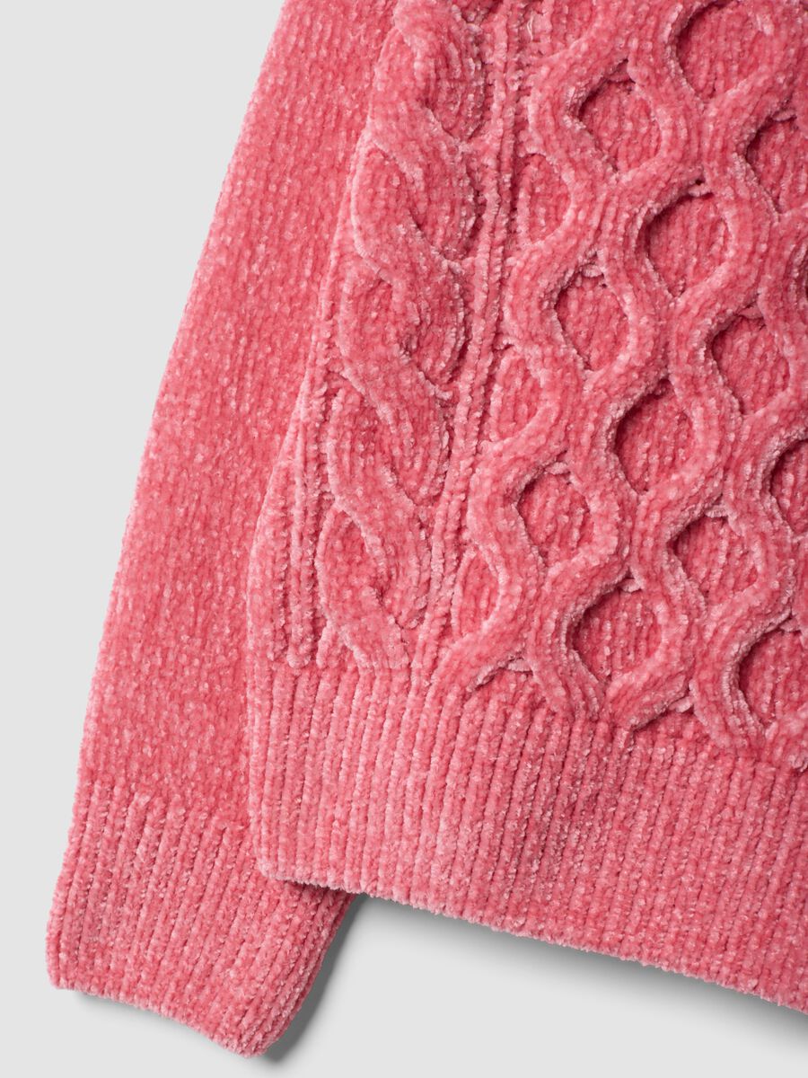 Pink crew-neck cable-knit jumper, regular fit_3