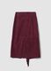 Red genuine leather skirt with fringes_2
