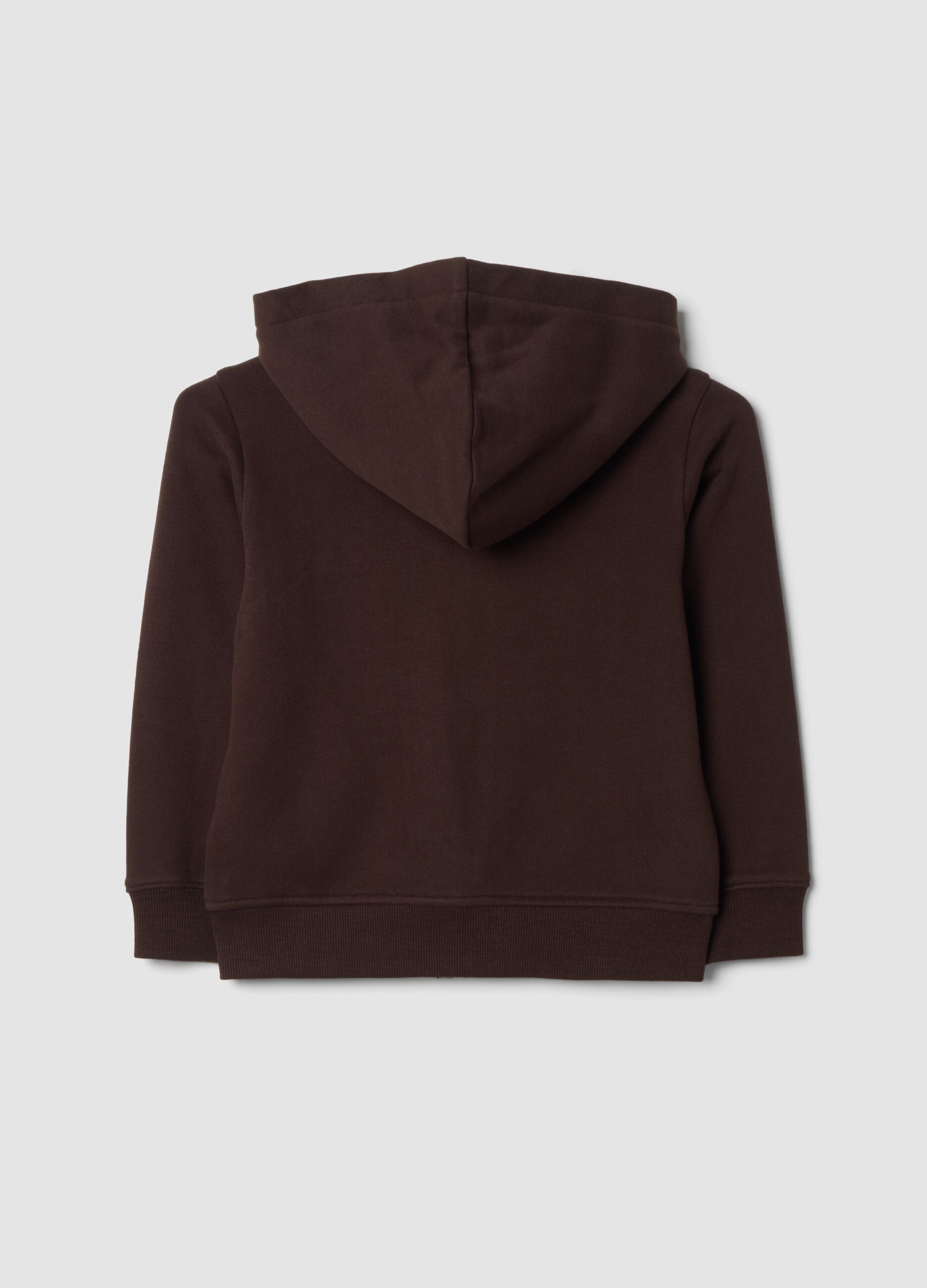Felpa marrone con cappuccio in puro cotone organico regular fit