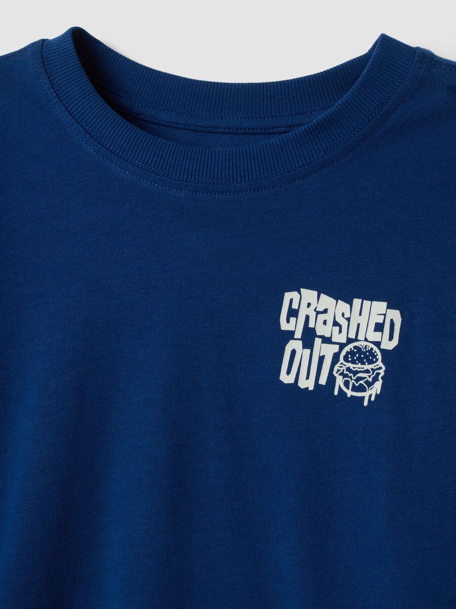 Blue organic cotton relaxed-fit T-shirt with print_1
