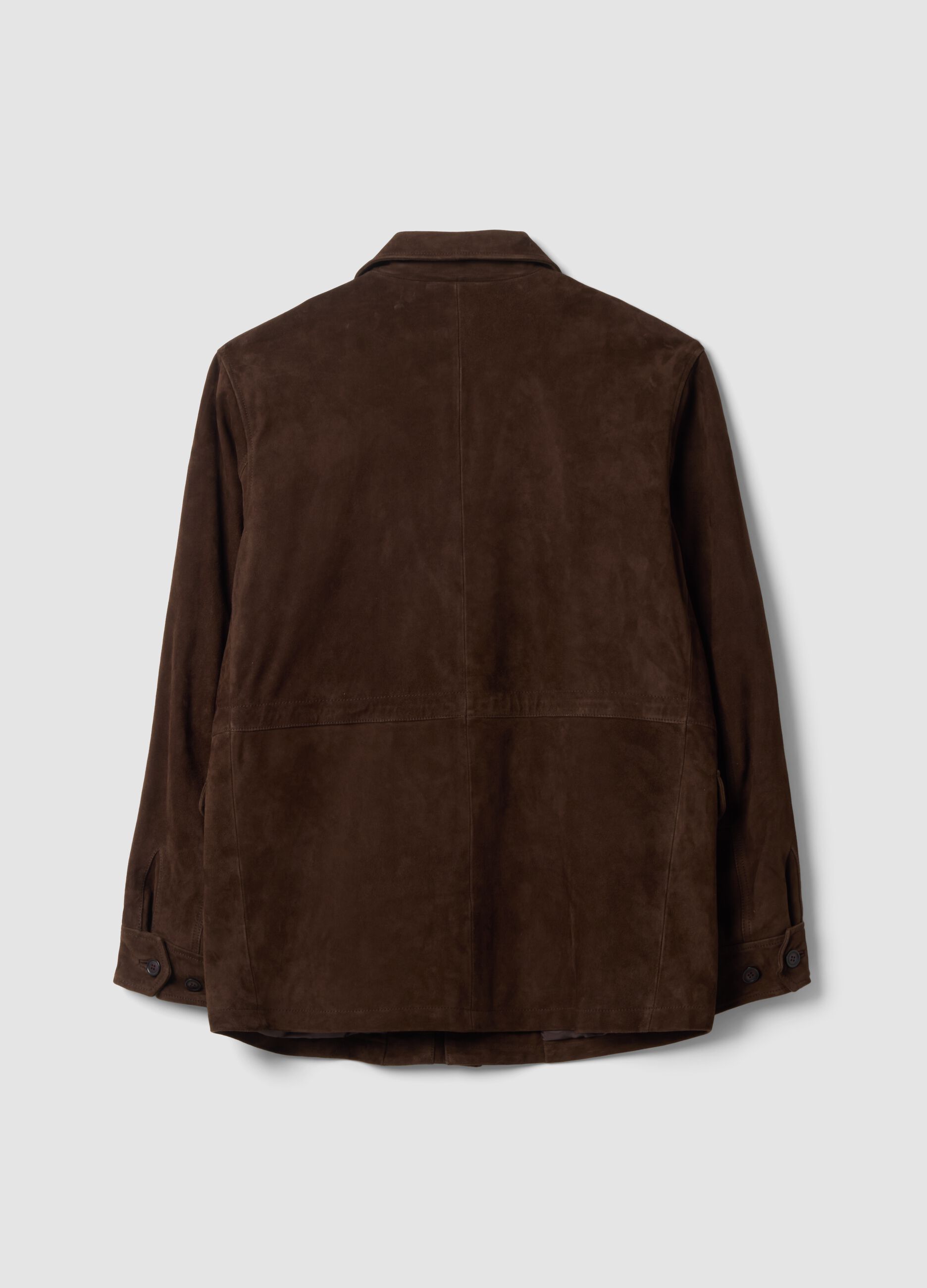 Brown padded genuine leather jacket