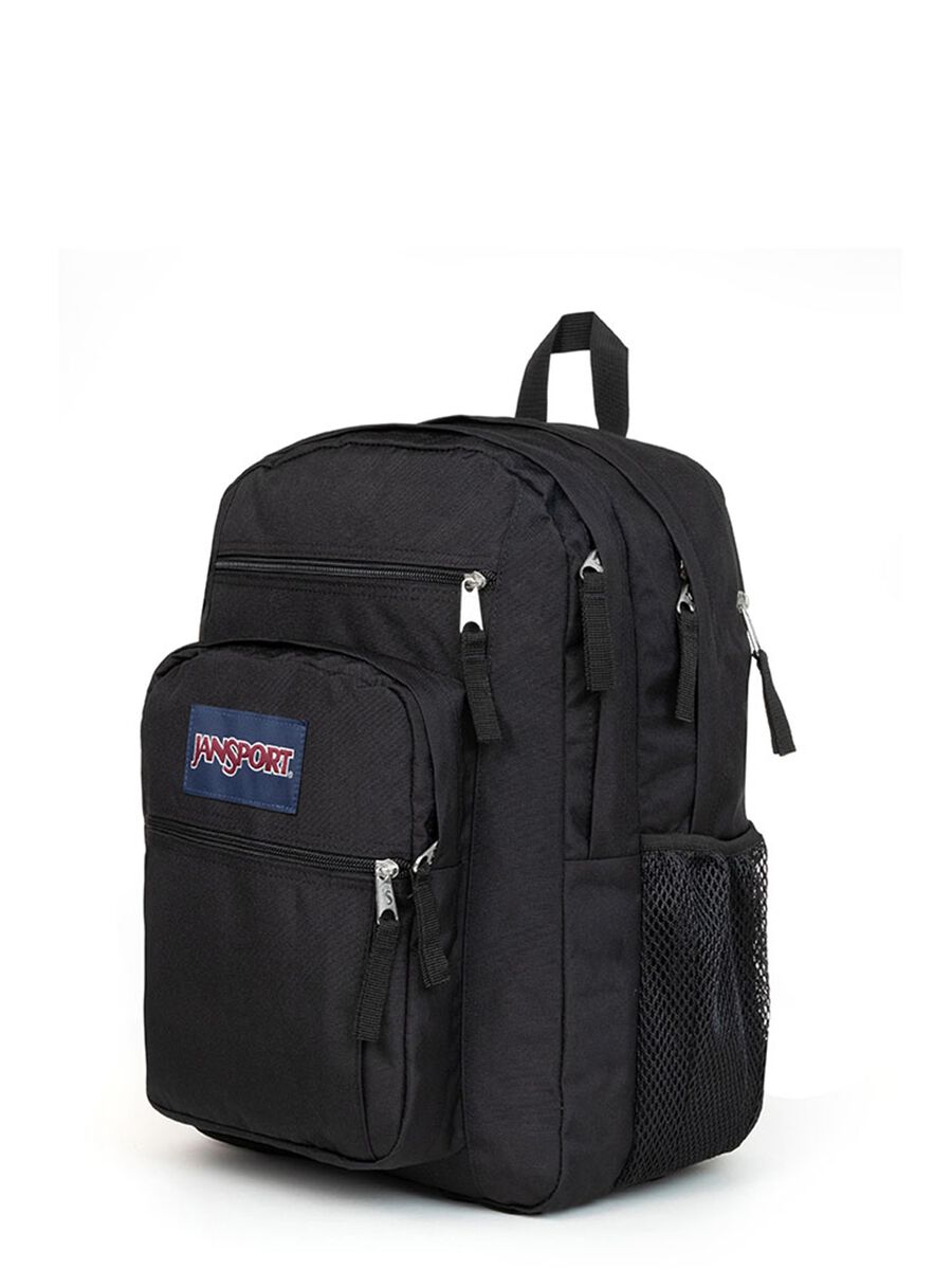 Black backpack with front pocket and mesh panels_1