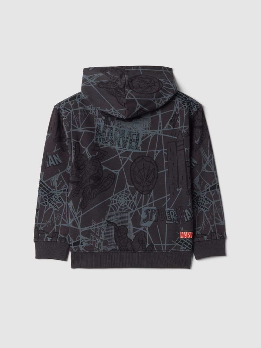 Dark grey cotton-blend hoodie with MARVEL Spider-Man print_1