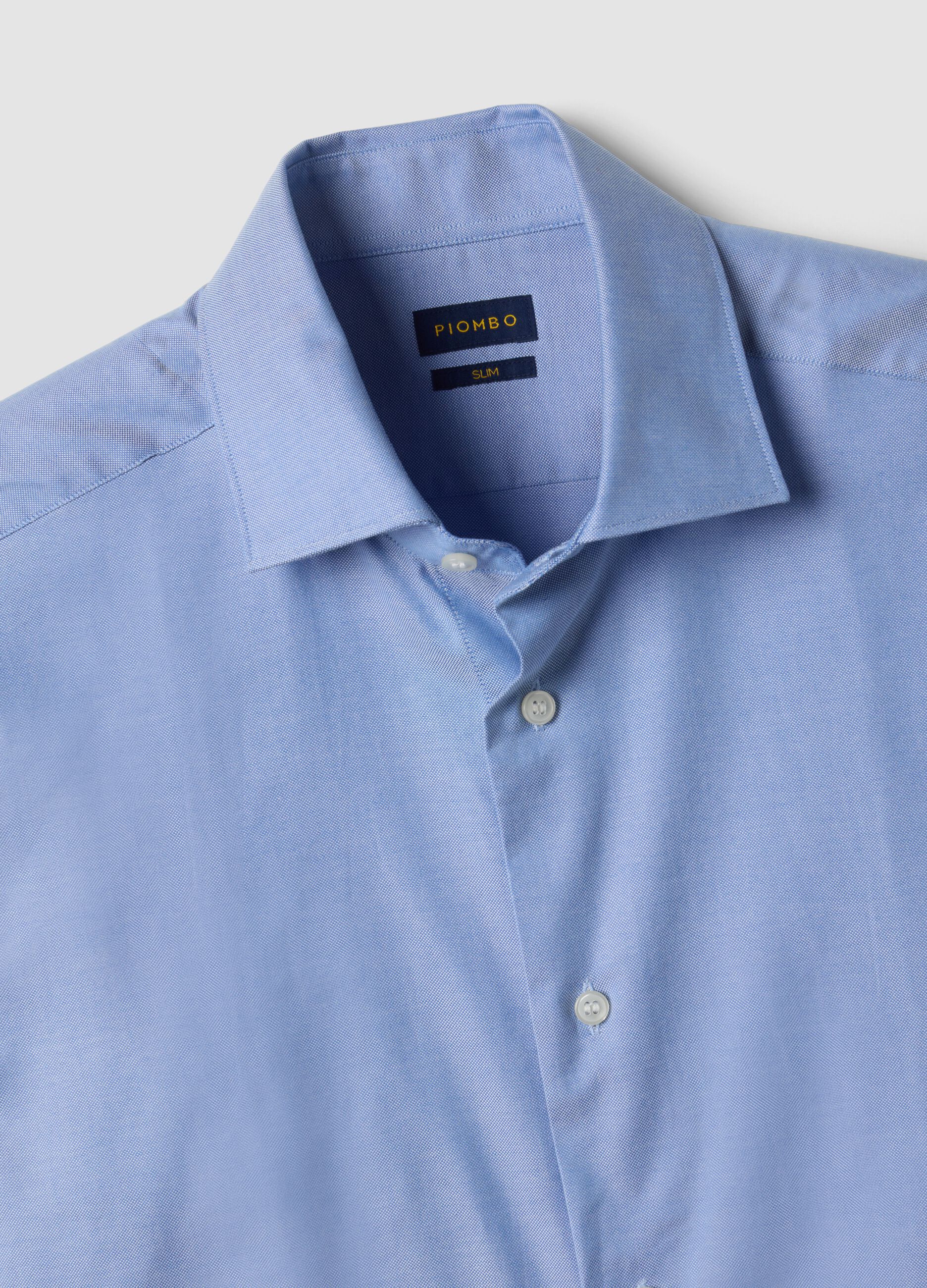 Camicia oxford azzurra in puro cotone doppio ritorto slim fit