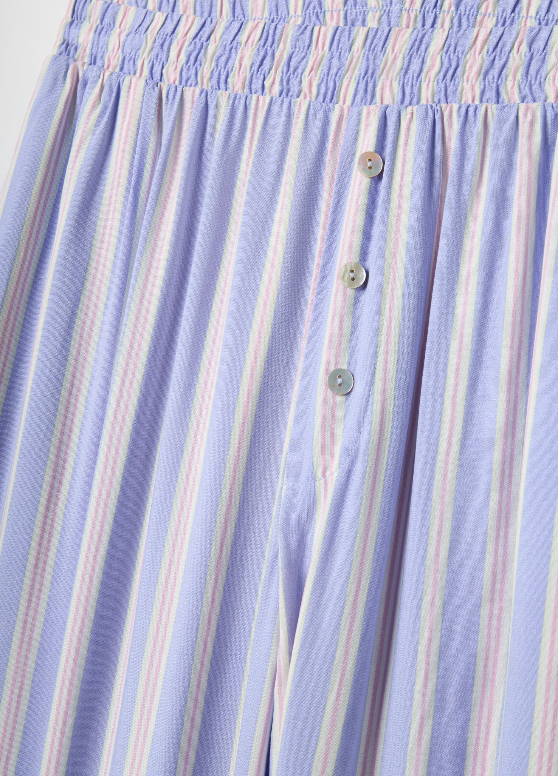 Regular fit multicolour striped trousers in pure viscose
