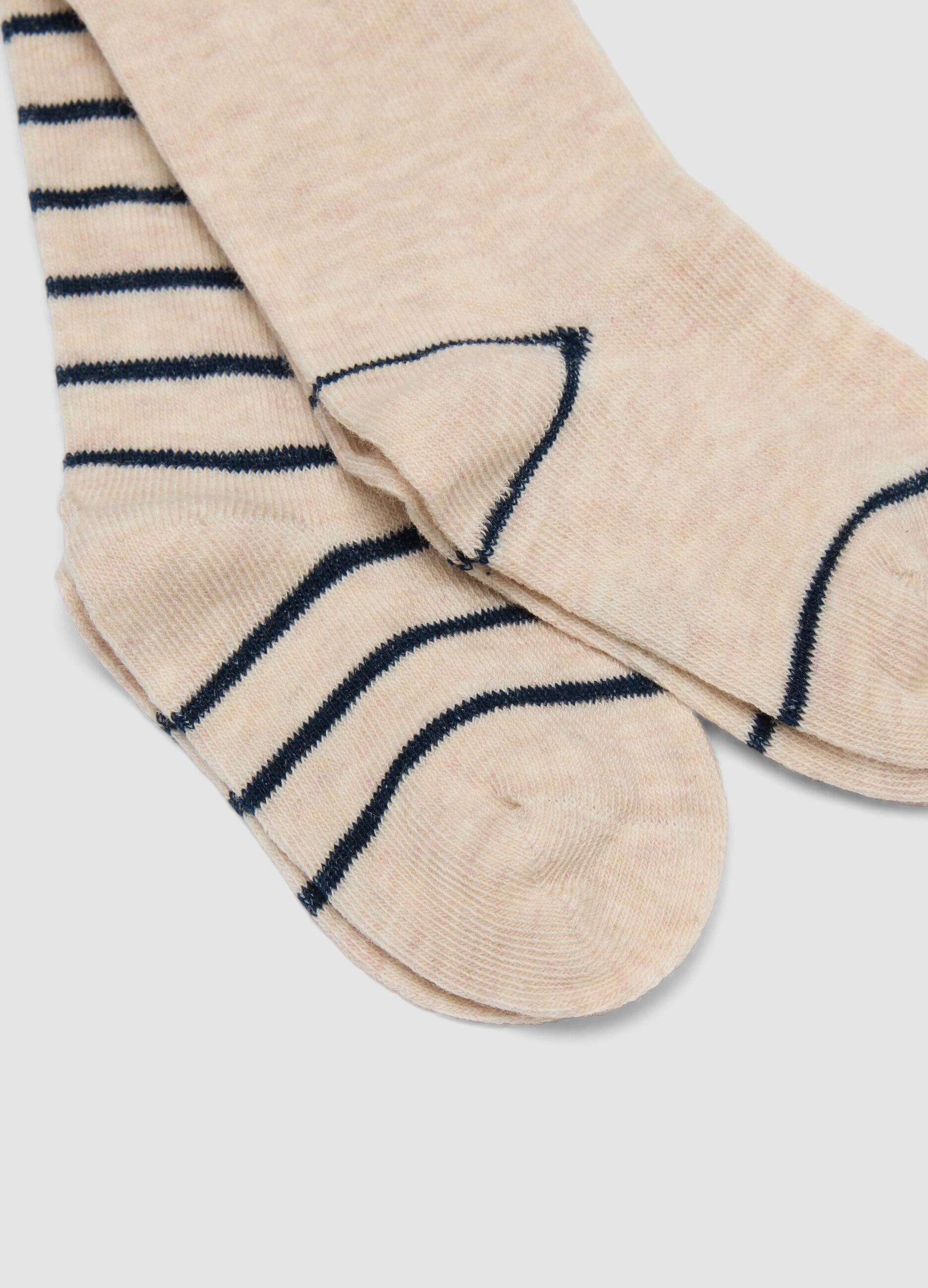 Tripack di calze lunghe beige in cotone organico elasticizzato