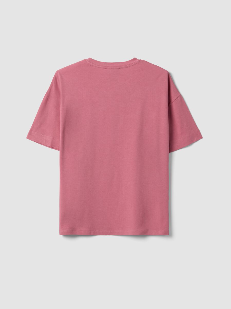 Pink crew-neck T-shirt in stretch cotton-modal blend, regular fit_1