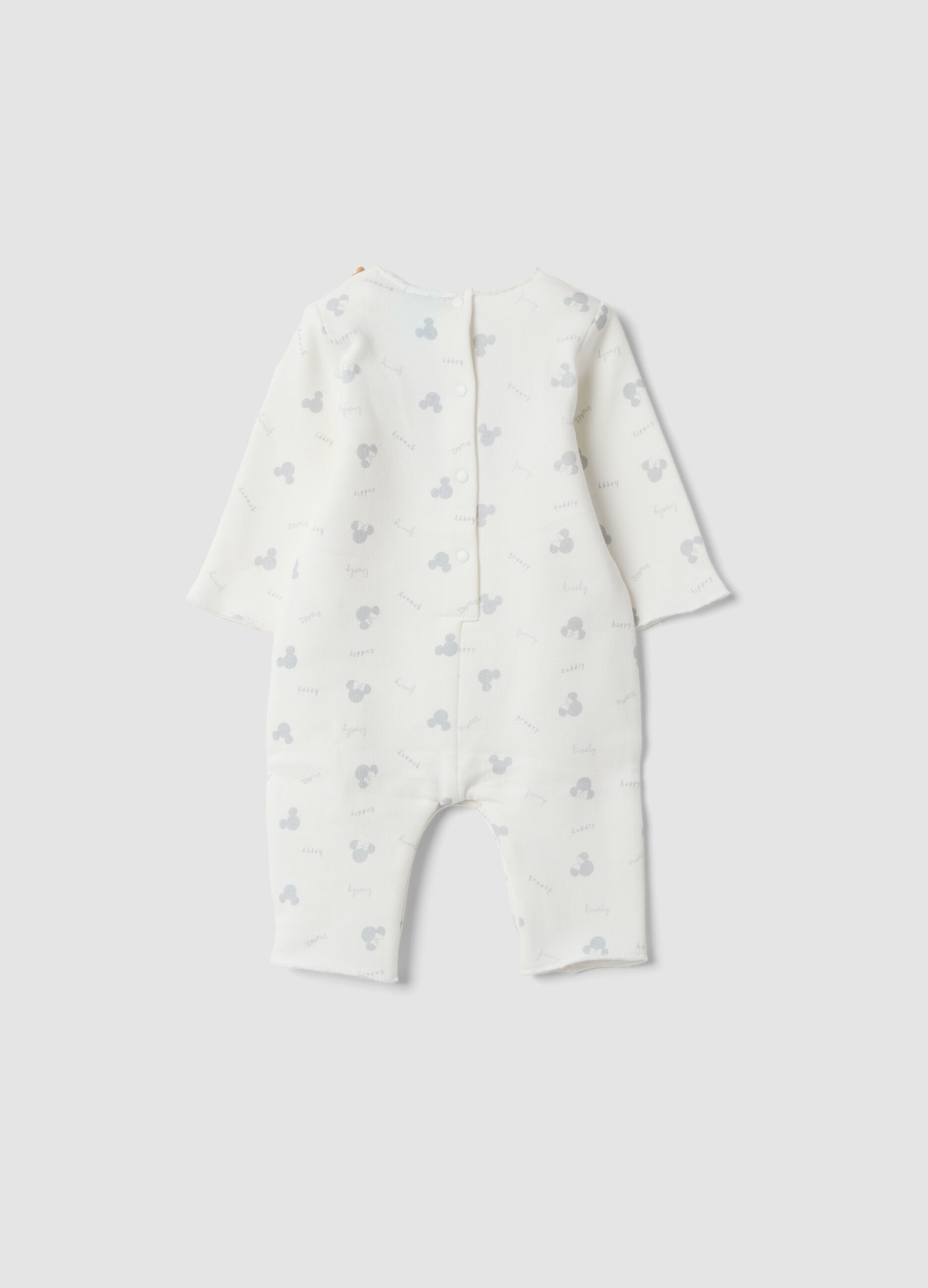 Tutina bianca in puro cotone organico con stampa Minnie