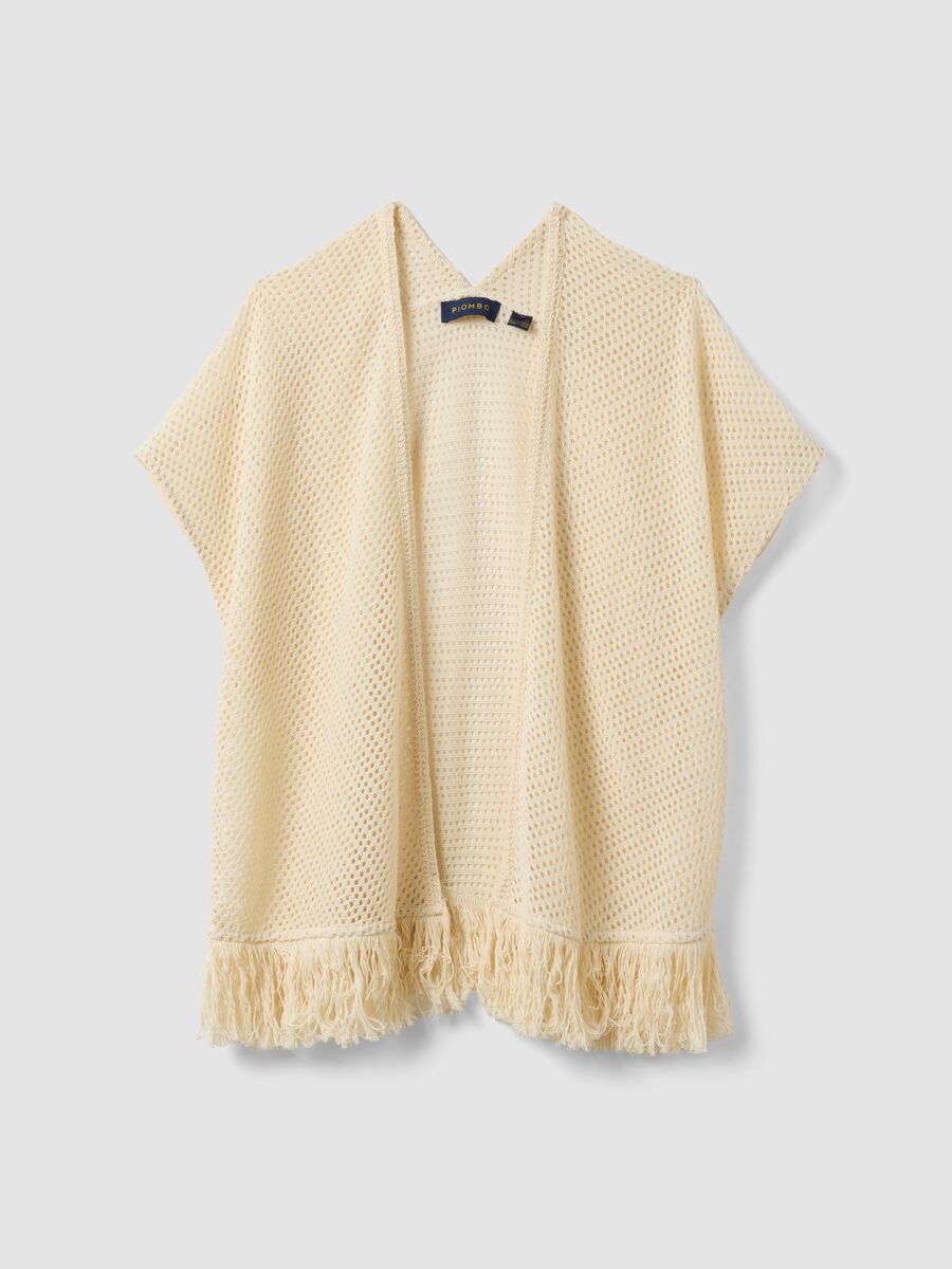White crochet viscose-blend cardigan with fringes, regular fit_4