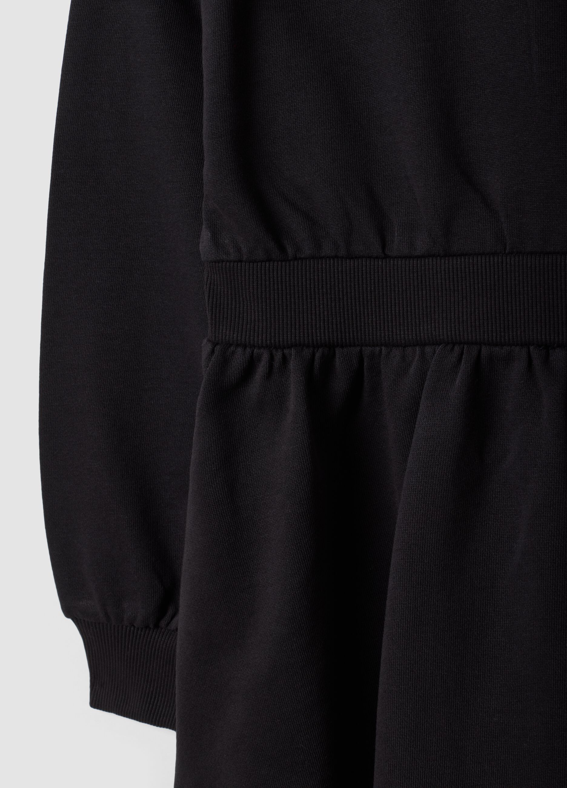 Black pure cotton crew-neck dress