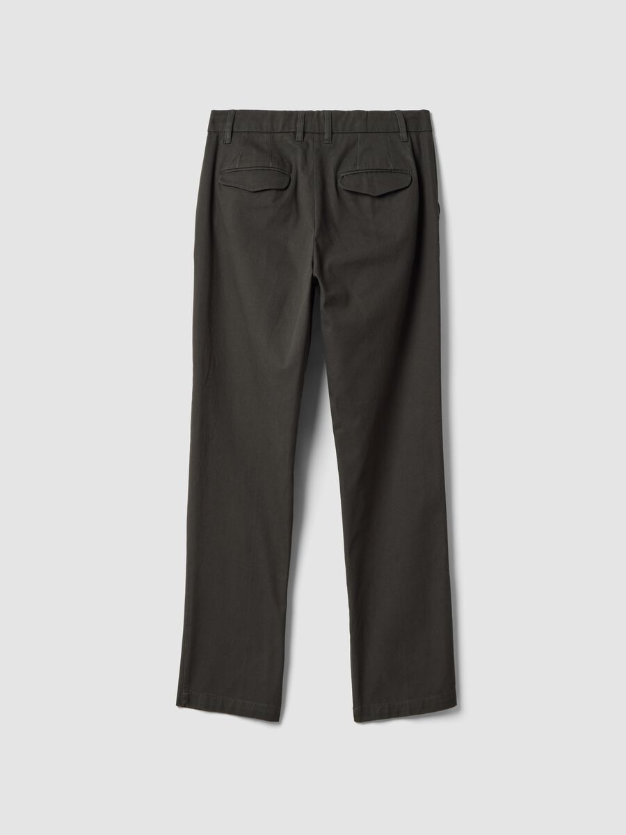 Green cotton chino trousers, regular fit_2