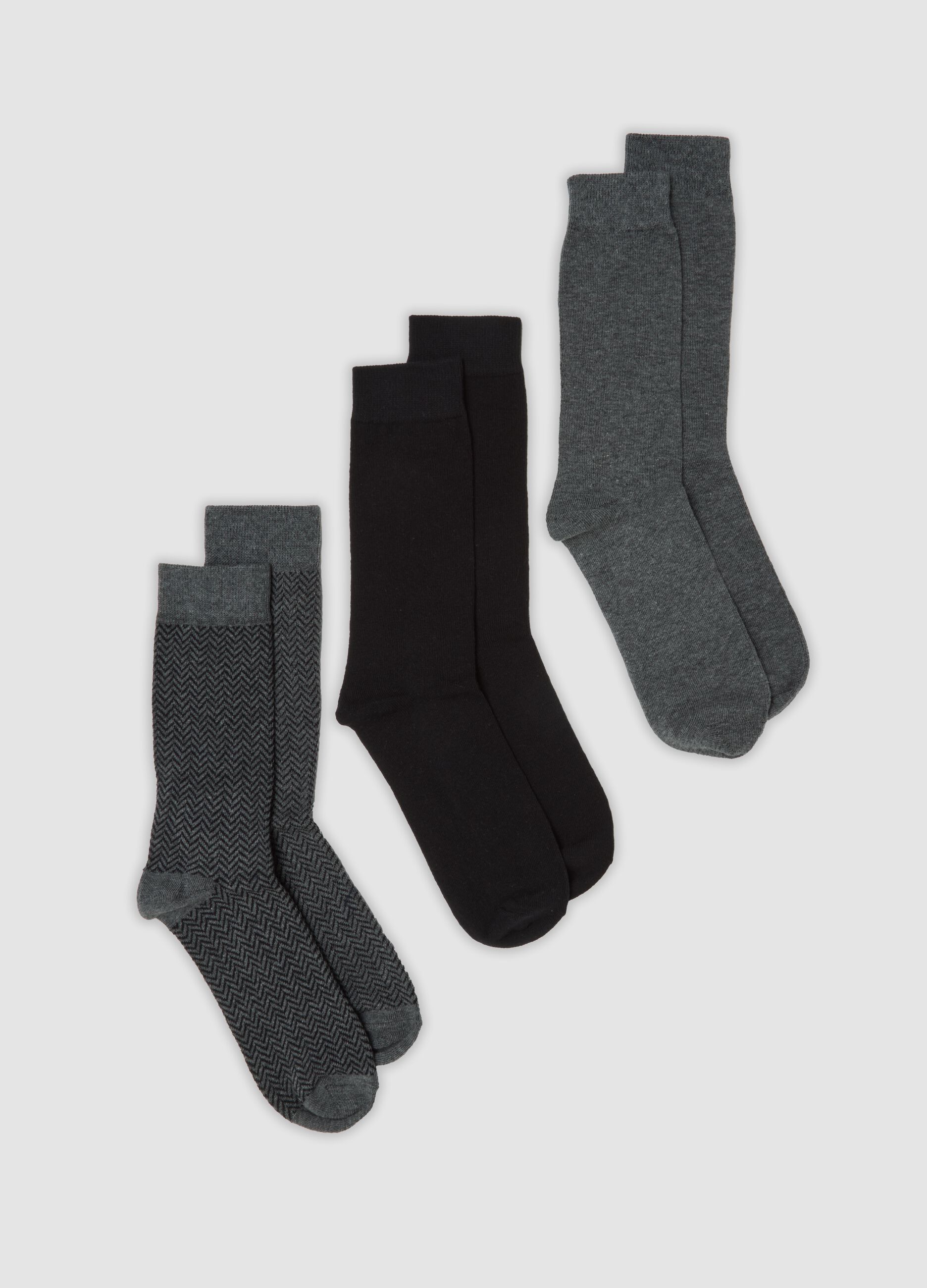 3-pack of grey mid-calf socks in stretch organic cotton