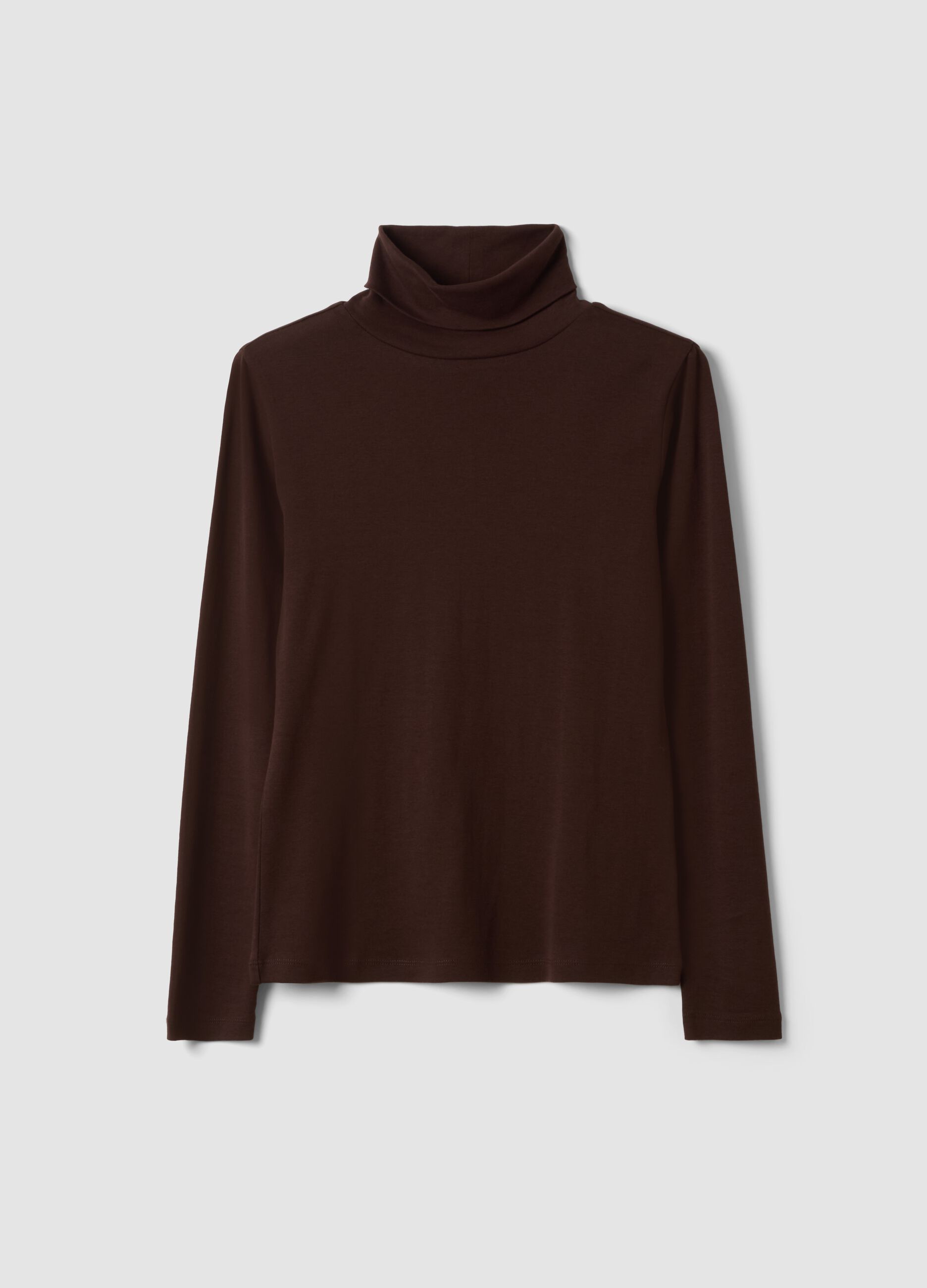 Brown pure cotton crew-neck T-shirt
