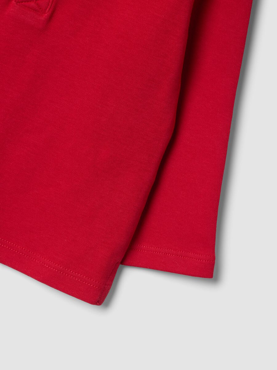 Red long-sleeve polo shirt in pure organic cotton for baby boy_2