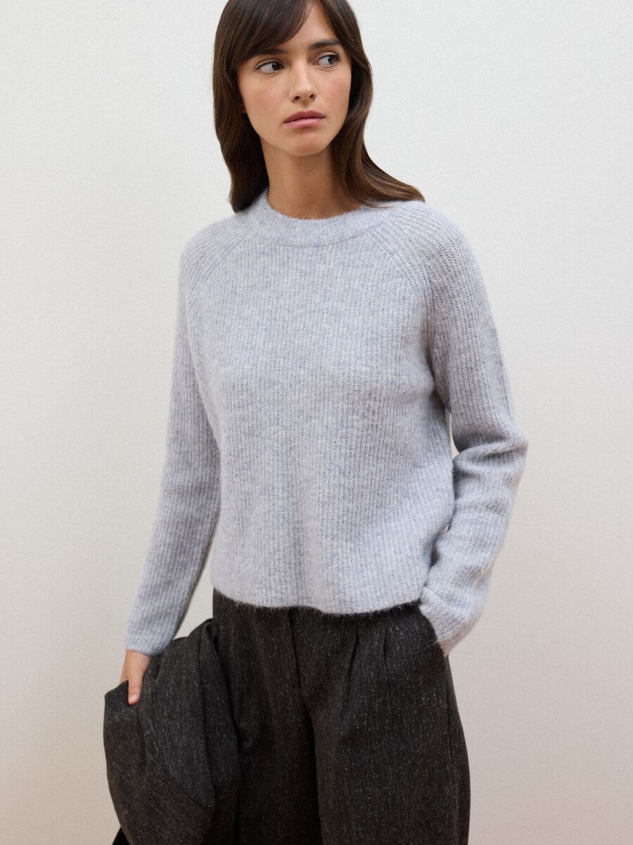 Grey stretch wool and alpaca crew-neck jumper_1