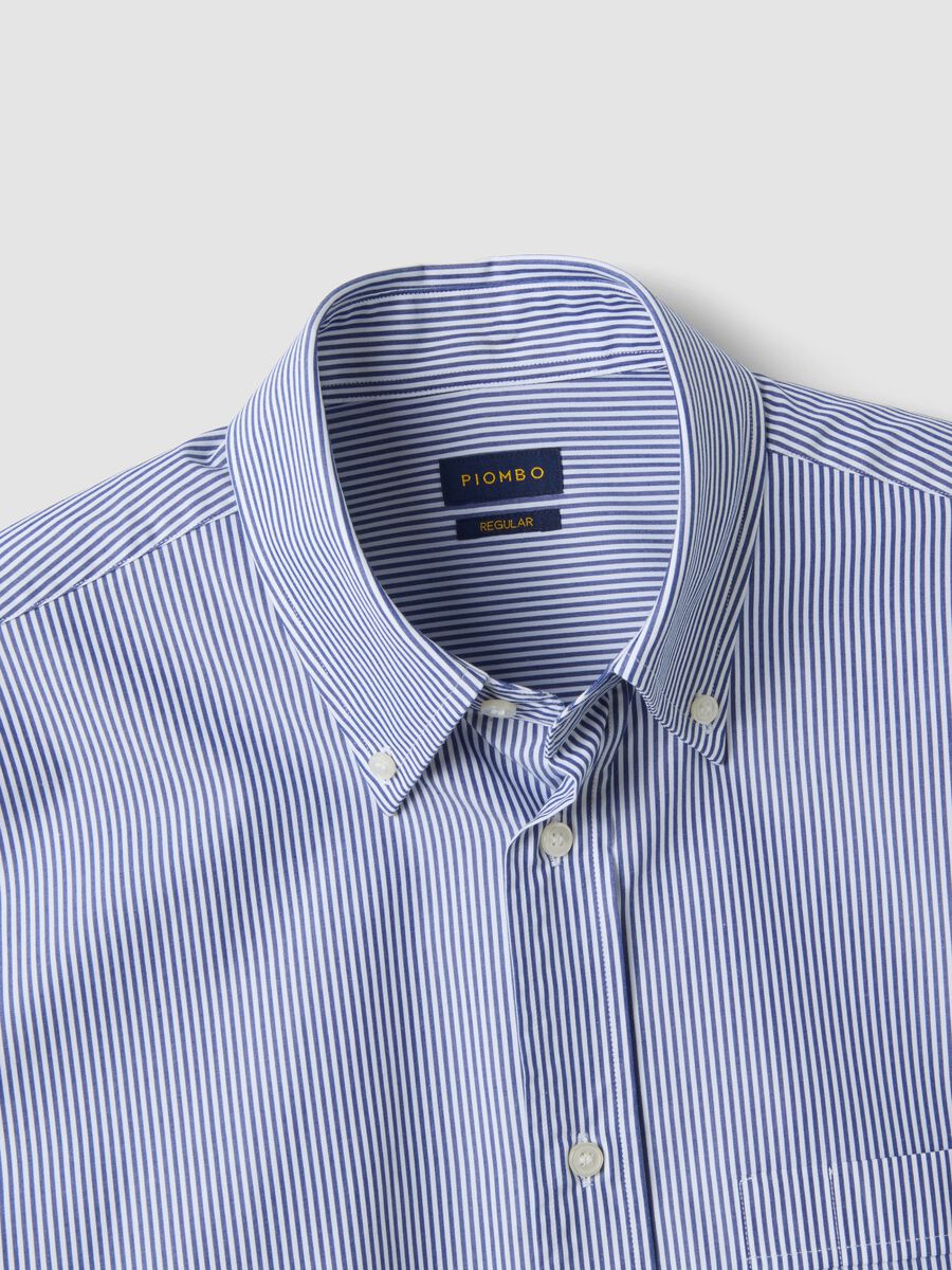 Blue and white pure cotton striped regular-fit shirt_1