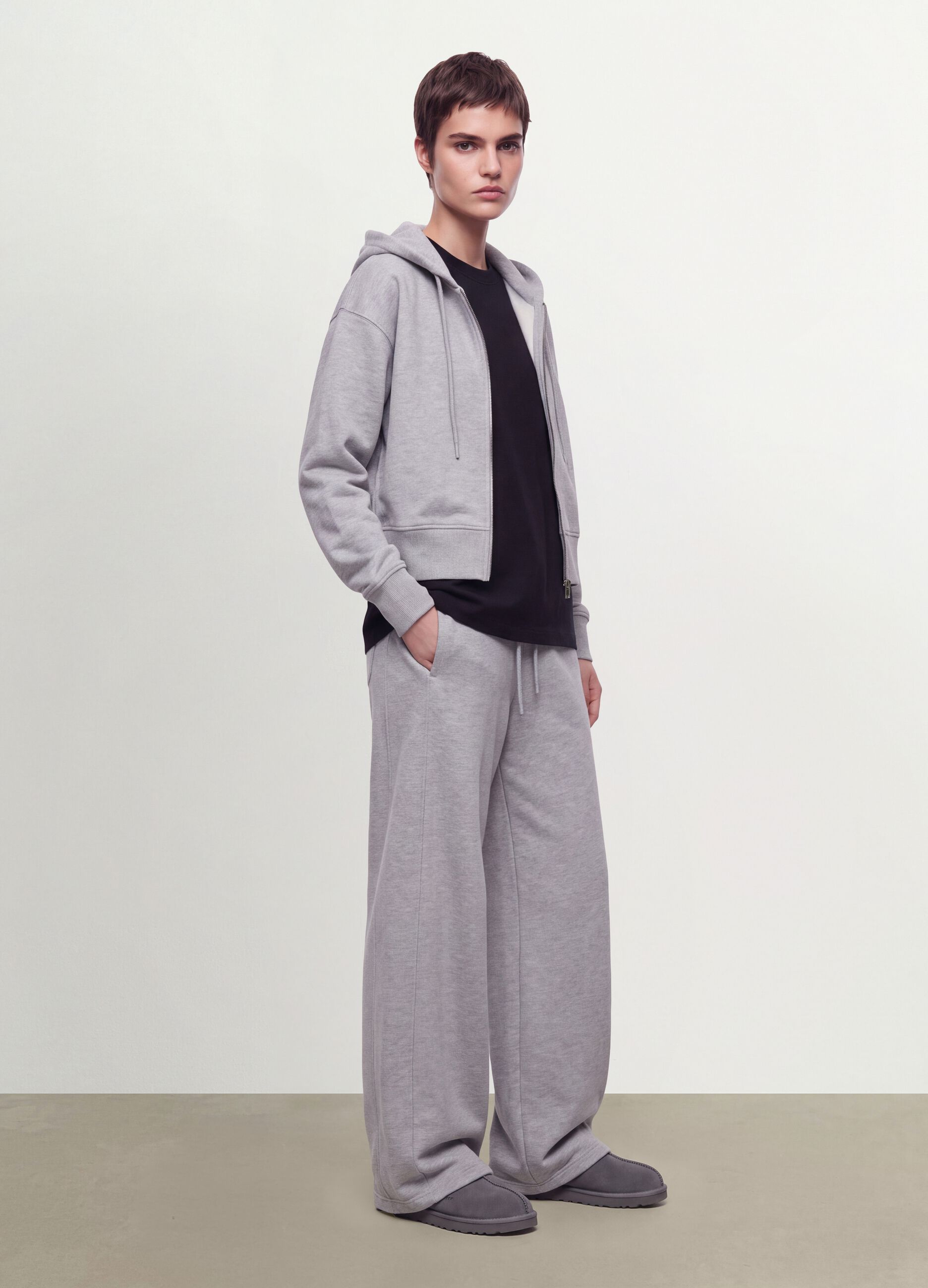 Jogger grigi in misto cotone barrel fit